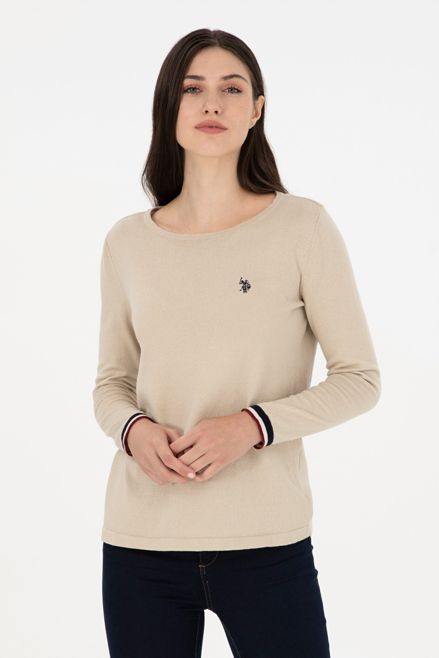 بافت  خاکستری ملانژ  رگولار  زنانه یو اس پولو | US POLO ASSN