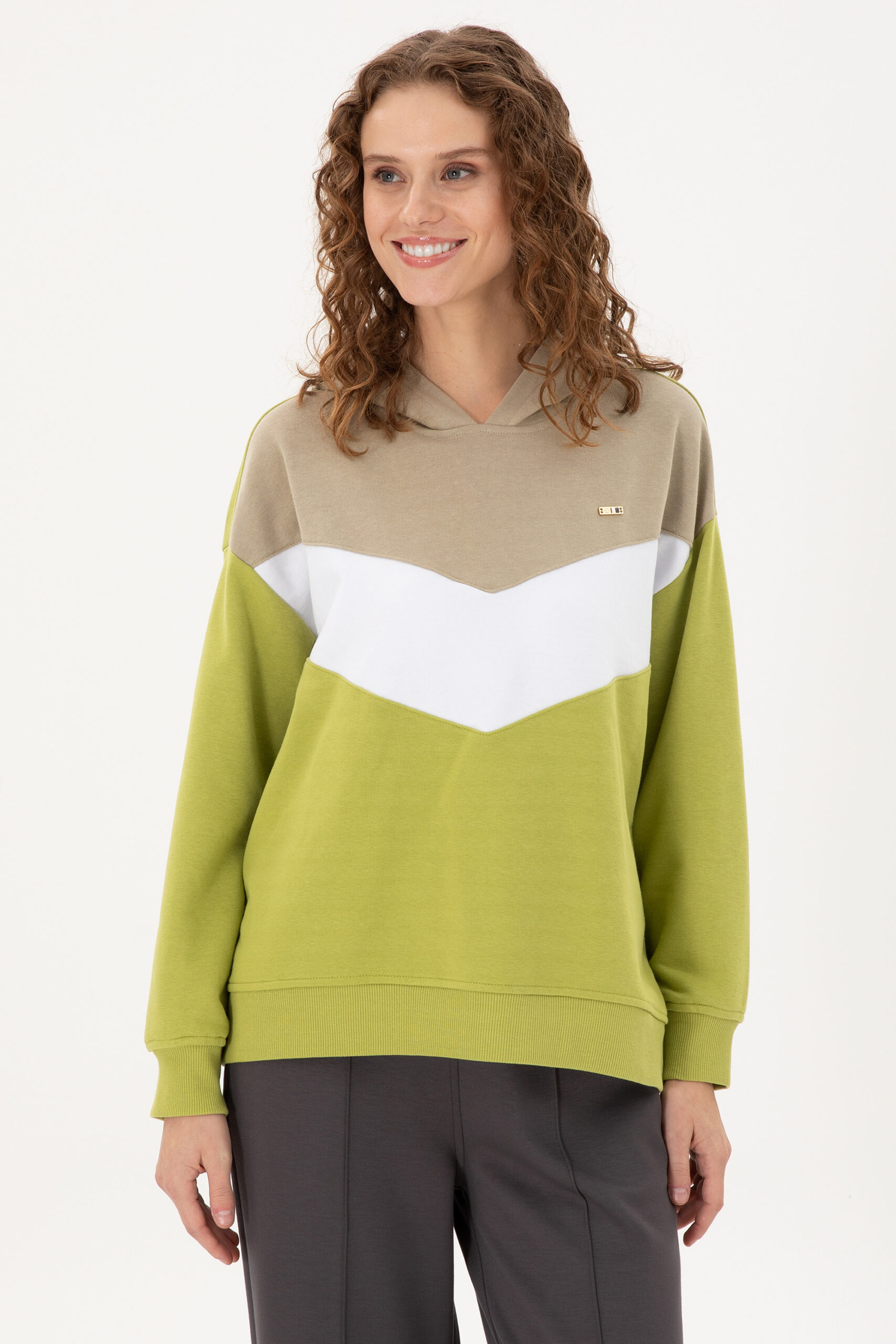 سویشرت هودی  سبز پسته ای  Oversize  زنانه یو اس پولو | US POLO ASSN