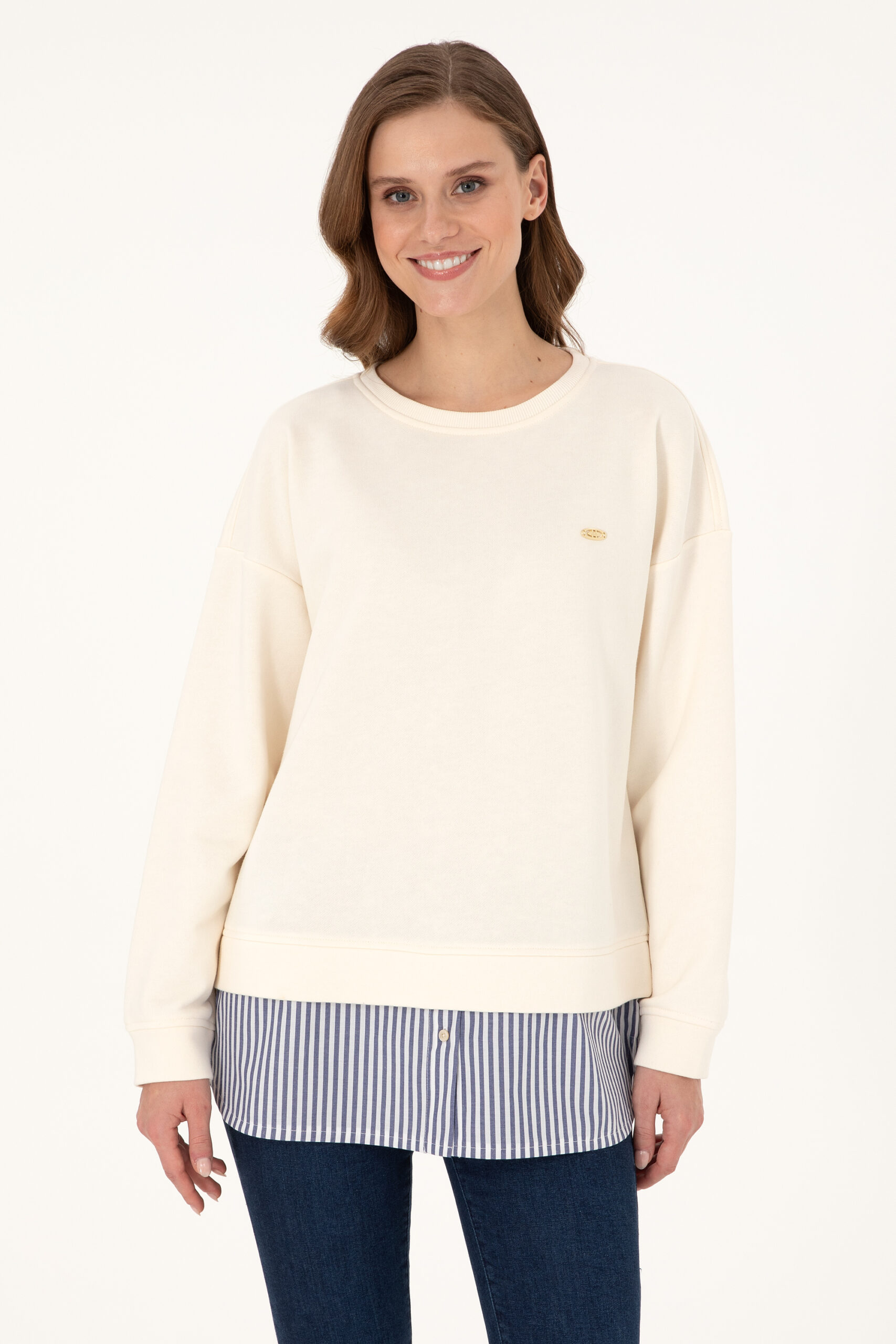 سویشرت  سفید  Oversize  زنانه یو اس پولو | US POLO ASSN
