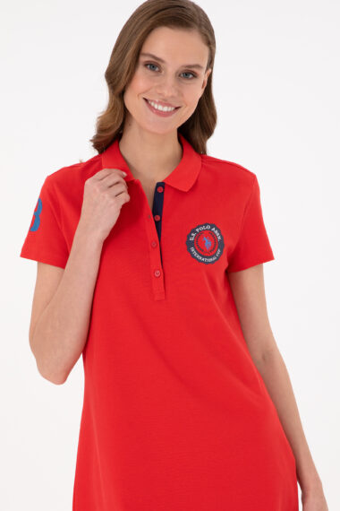 لباس بلند قرمز استاندارد فیت زنانه یو اس پولو | US POLO ASSN