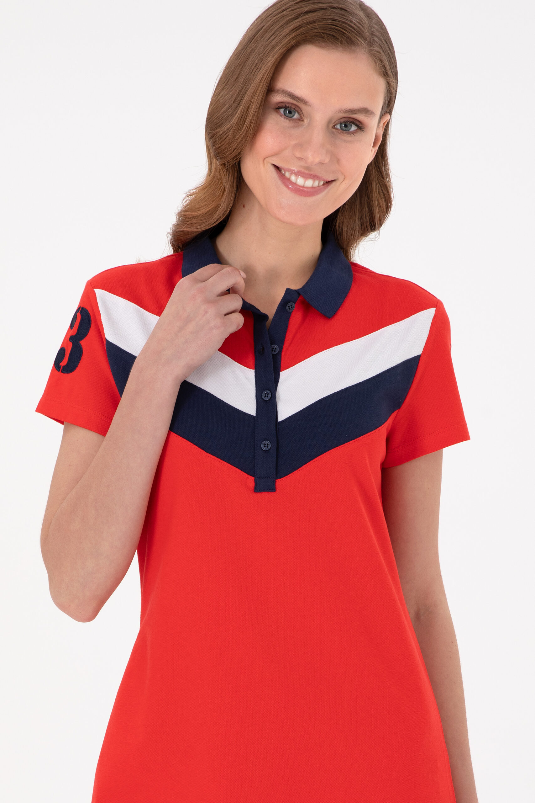 لباس بلند قرمز استاندارد فیت زنانه یو اس پولو | US POLO ASSN
