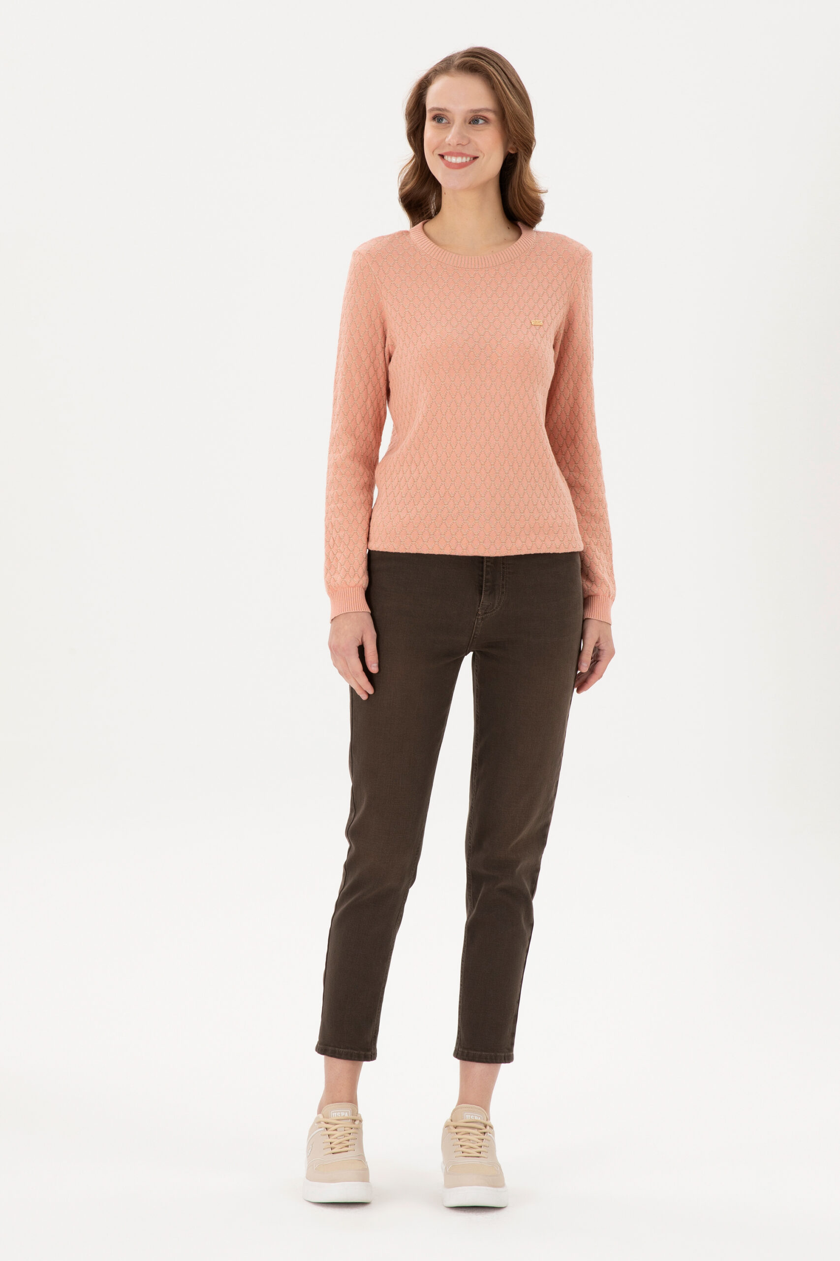 شلوار جین  قهوه ای  MOM HIGH WAIST  زنانه یو اس پولو | US POLO ASSN