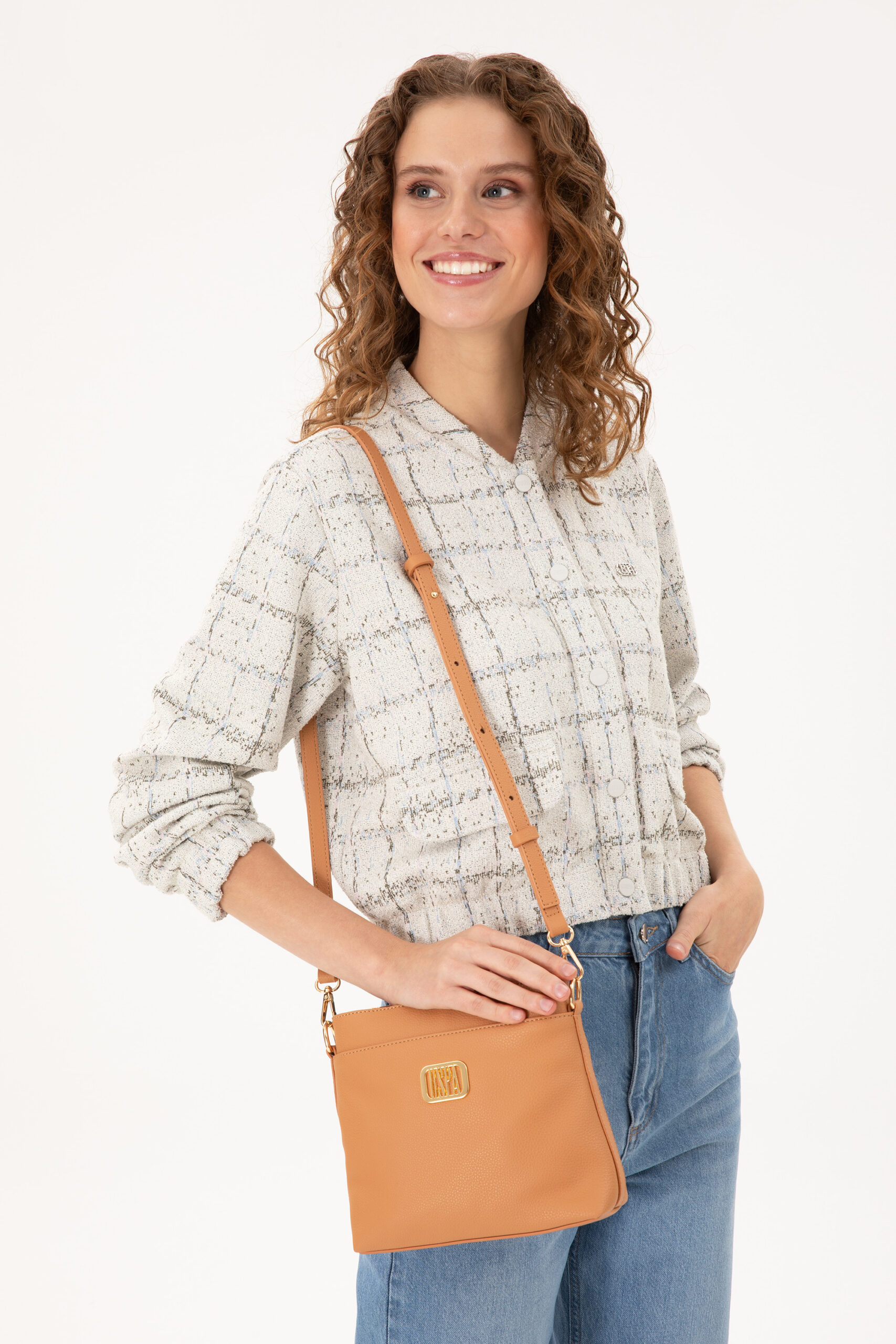 کیف  قهوه ای روشن  استاندارد فیت  زنانه یو اس پولو | US POLO ASSN