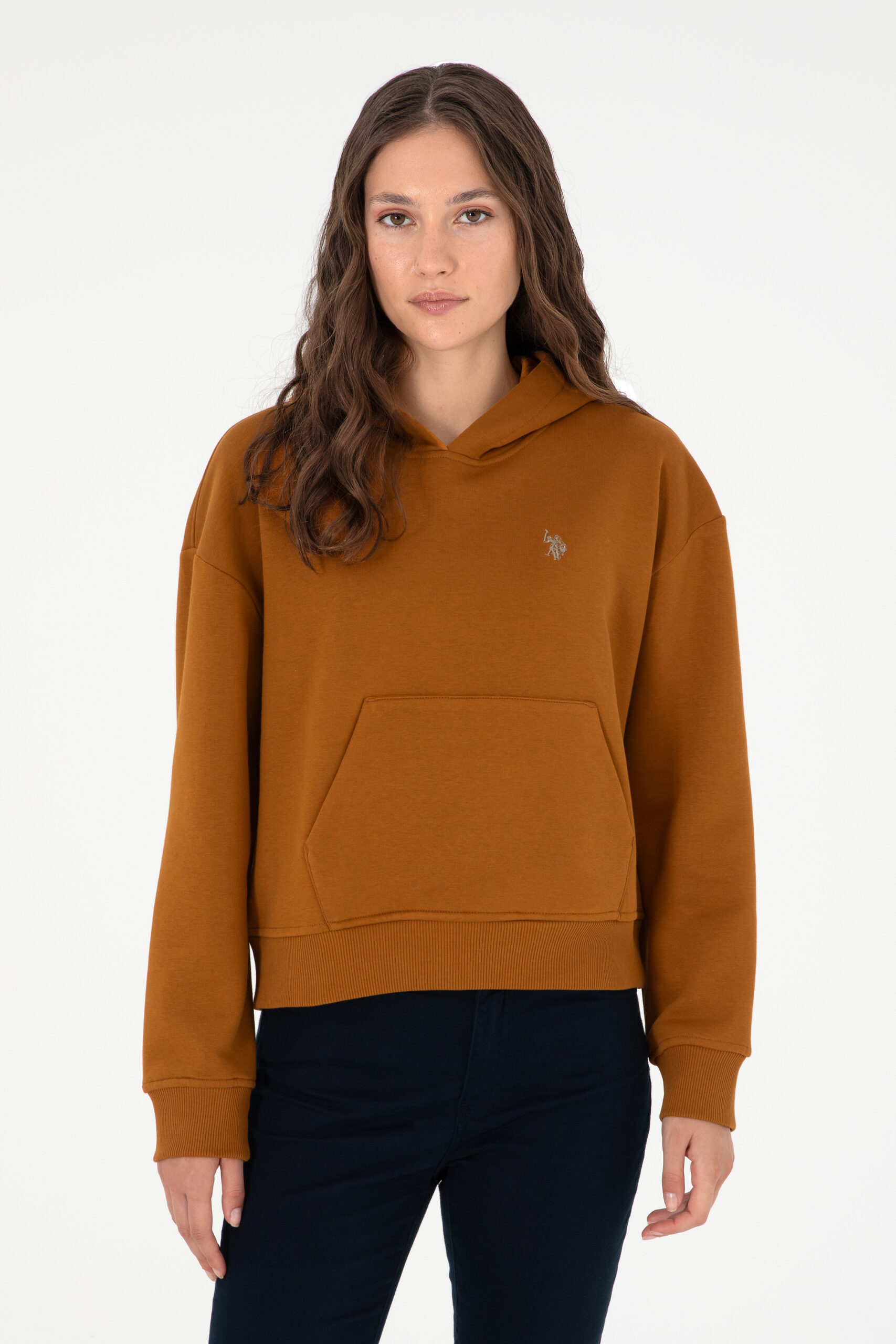 سویشرت هودی  نارگیلی  Crop Top  زنانه یو اس پولو | US POLO ASSN