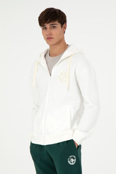 ژاکت هودی سفید  ریلکس آستین بلند مردانه یو اس پولو | US POLO ASSN