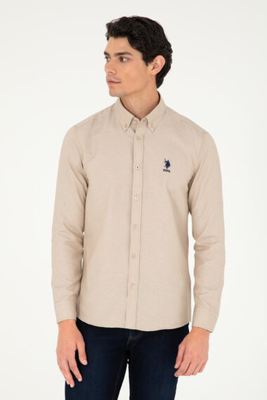 پیراهن  کرمی  اندامی  مردانه یو اس پولو | US POLO ASSN