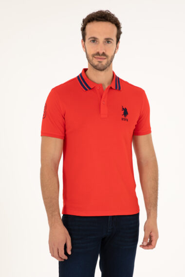 تی شرت یقه پولو قرمز  اندامی  مردانه یو اس پولو | US POLO ASSN