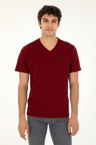 تی شرت V Yaka آلبالویی  رگولار  مردانه یو اس پولو | US POLO ASSN
