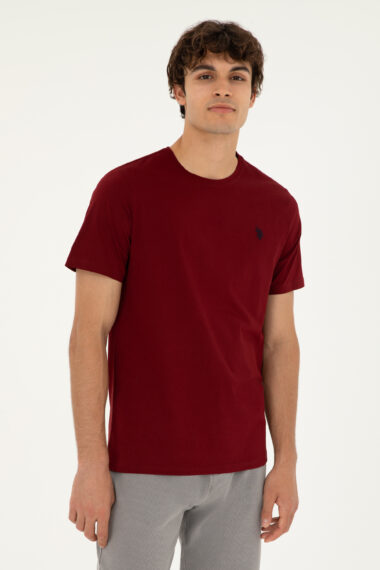 تی شرت یقه گرد آلبالویی  رگولار  مردانه یو اس پولو | US POLO ASSN