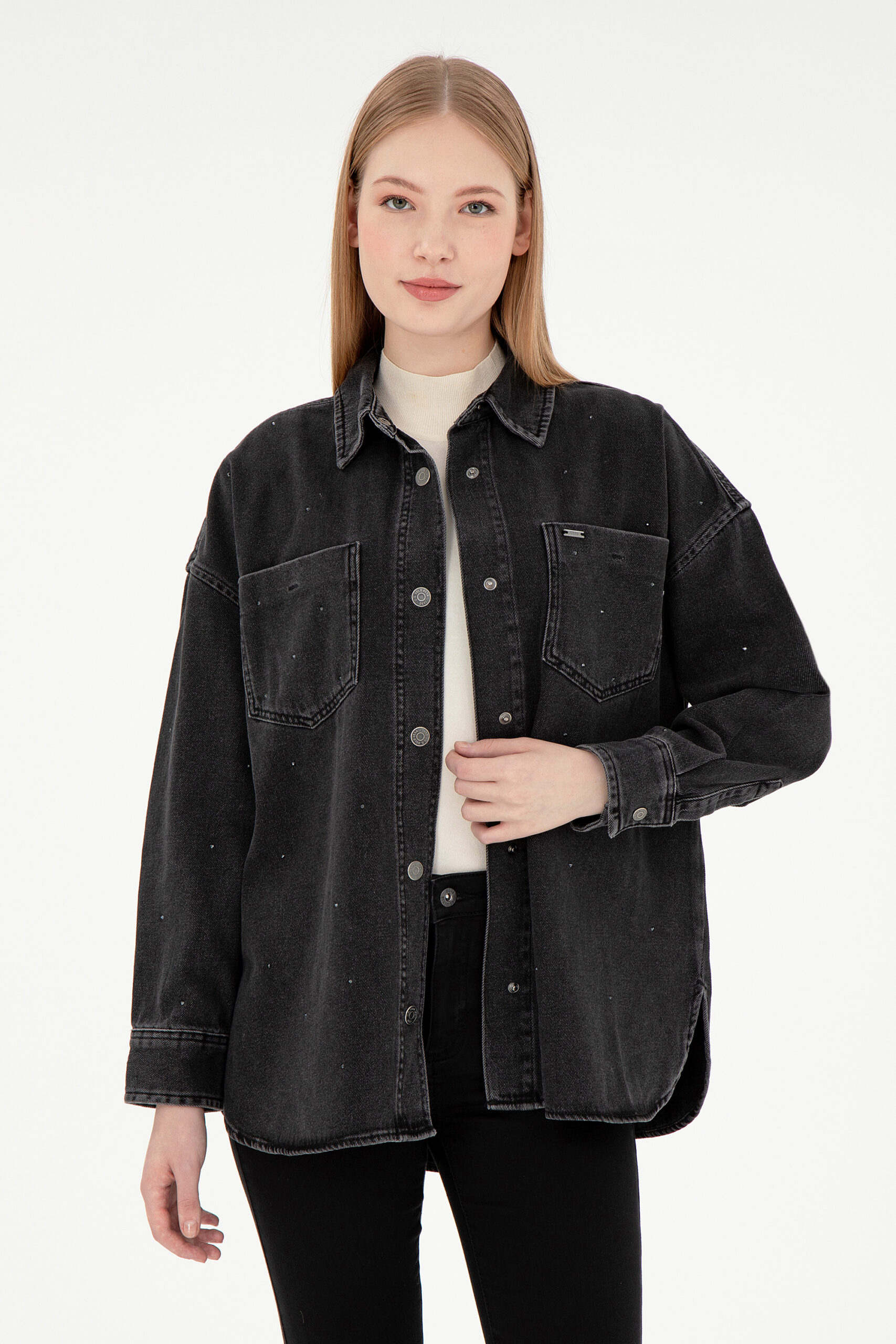 پیراهن  سیاه  Oversize آستین بلند زنانه یو اس پولو | US POLO ASSN