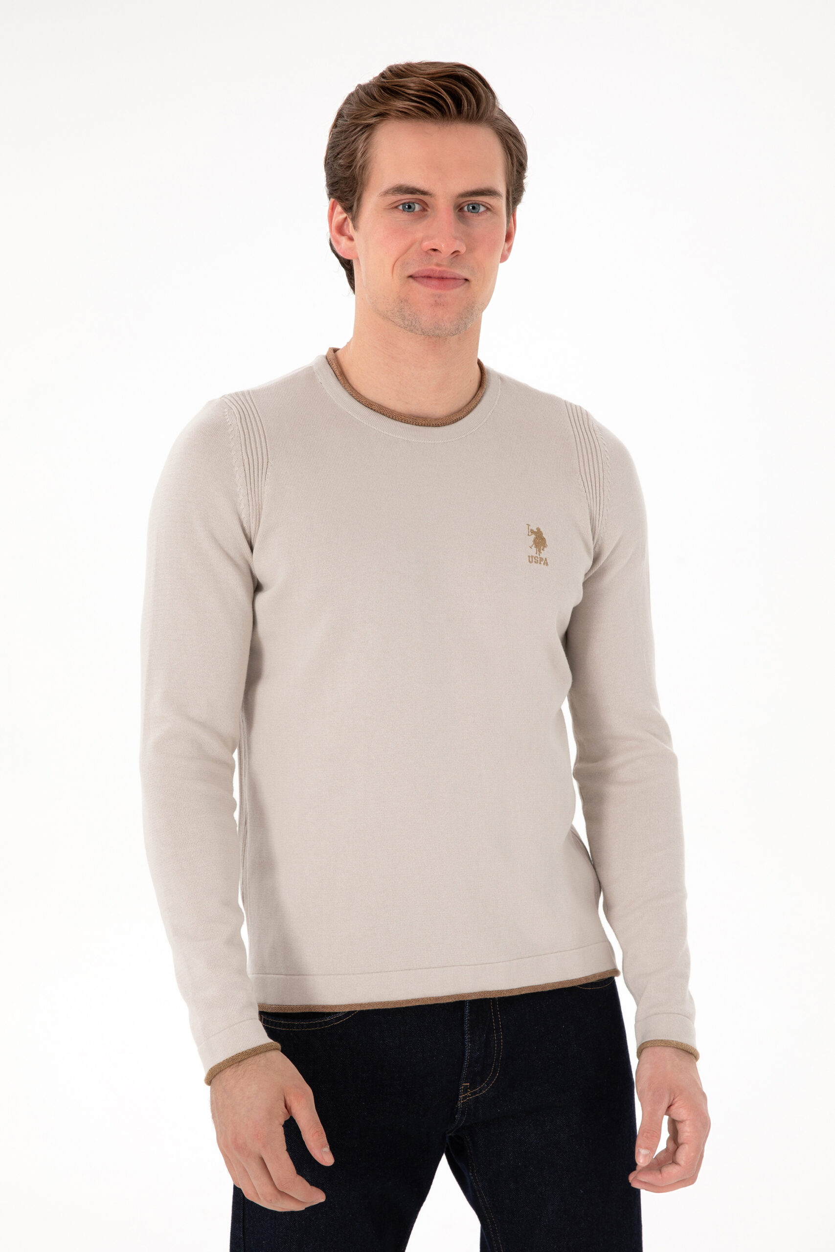 بافت  خاکستری ملانژ  رگولار  مردانه یو اس پولو | US POLO ASSN