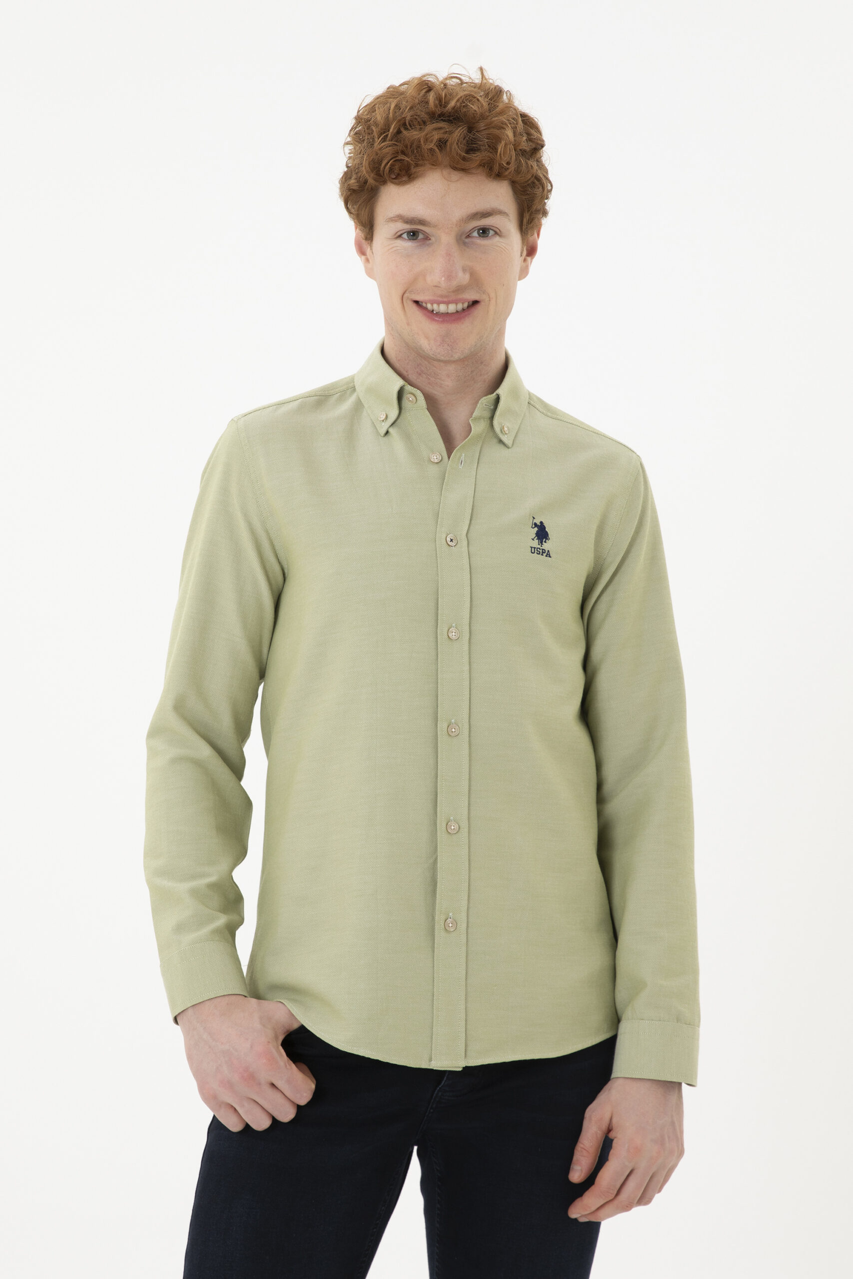 پیراهن  خاکی روشن  اندامی  مردانه یو اس پولو | US POLO ASSN