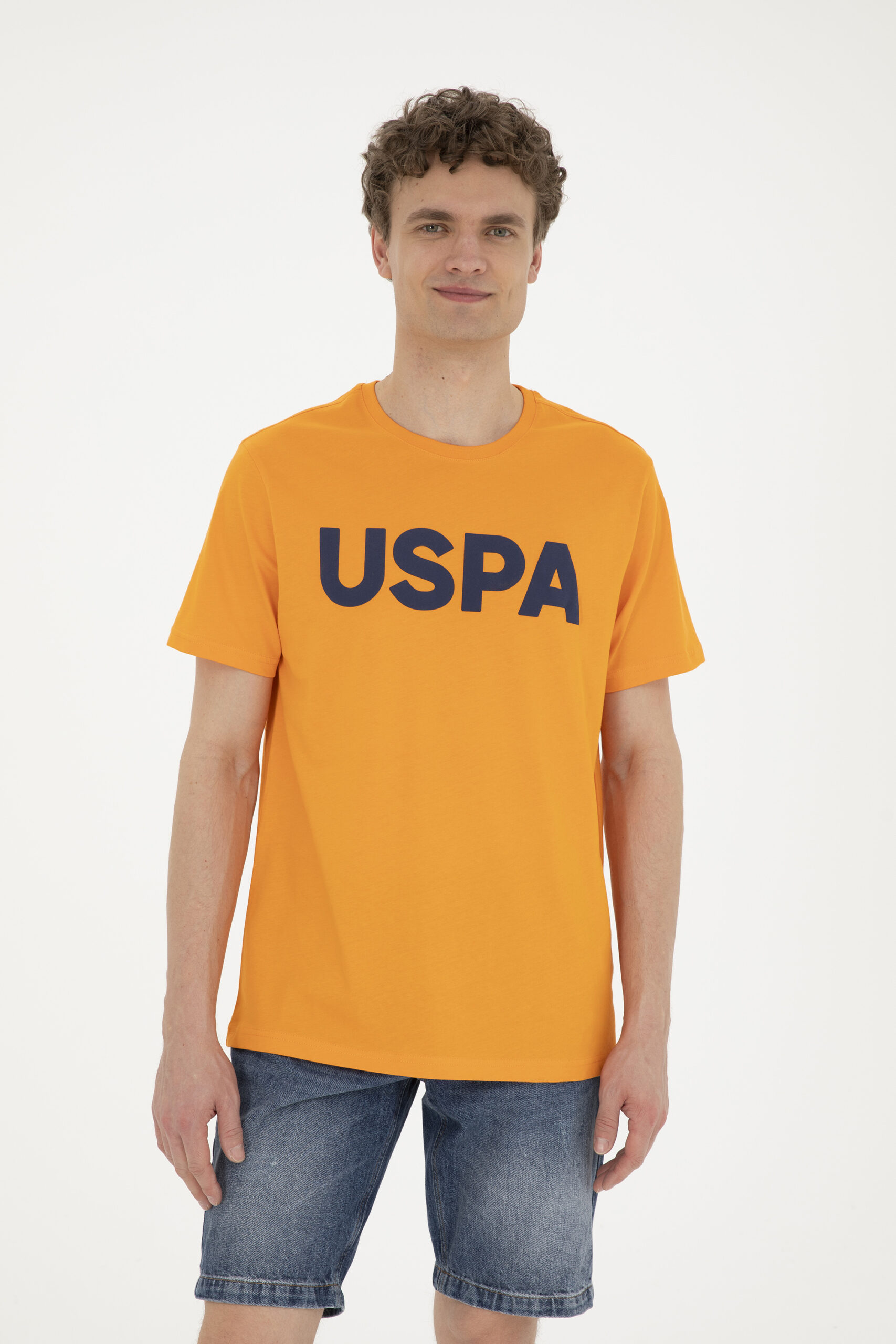 تی شرت یقه گرد نارنجی  رگولار  مردانه یو اس پولو | US POLO ASSN
