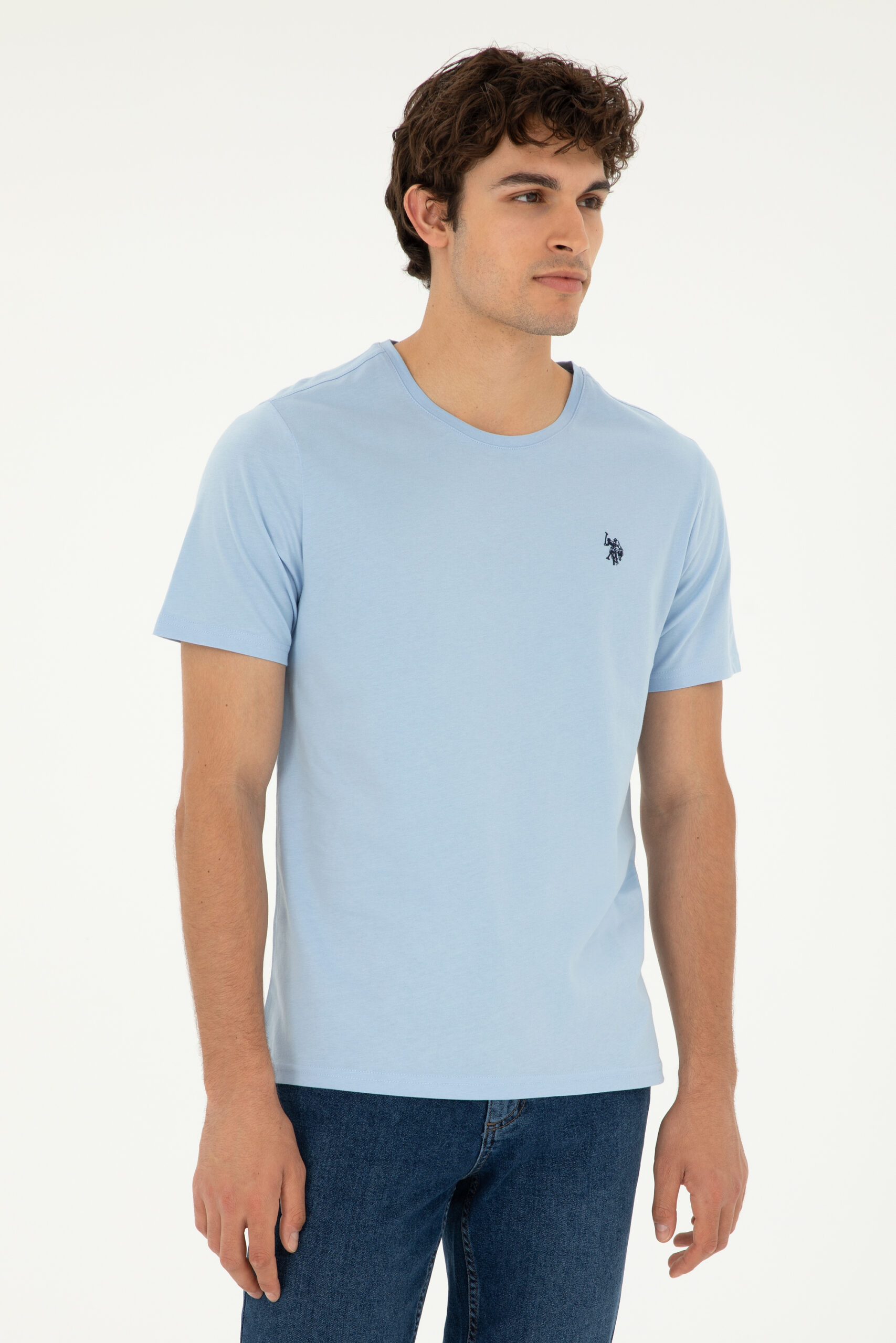 تی شرت یقه گرد سورمه ای روشن  رگولار  مردانه یو اس پولو | US POLO ASSN
