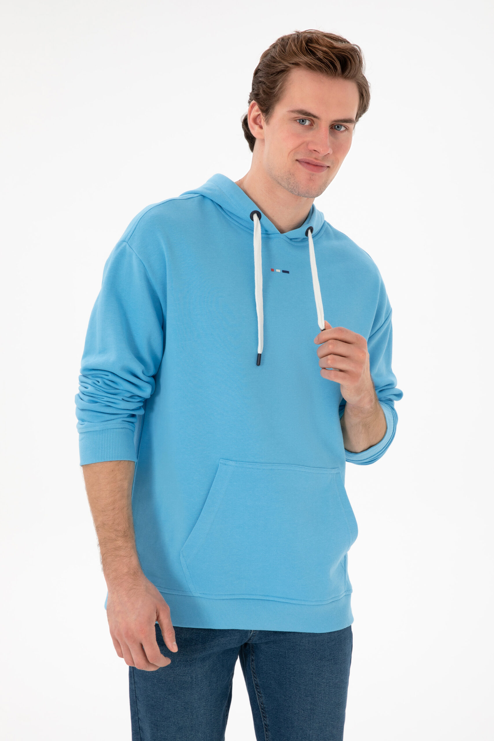 سویشرت هودی فیروزه ای  Oversize  مردانه یو اس پولو | US POLO ASSN