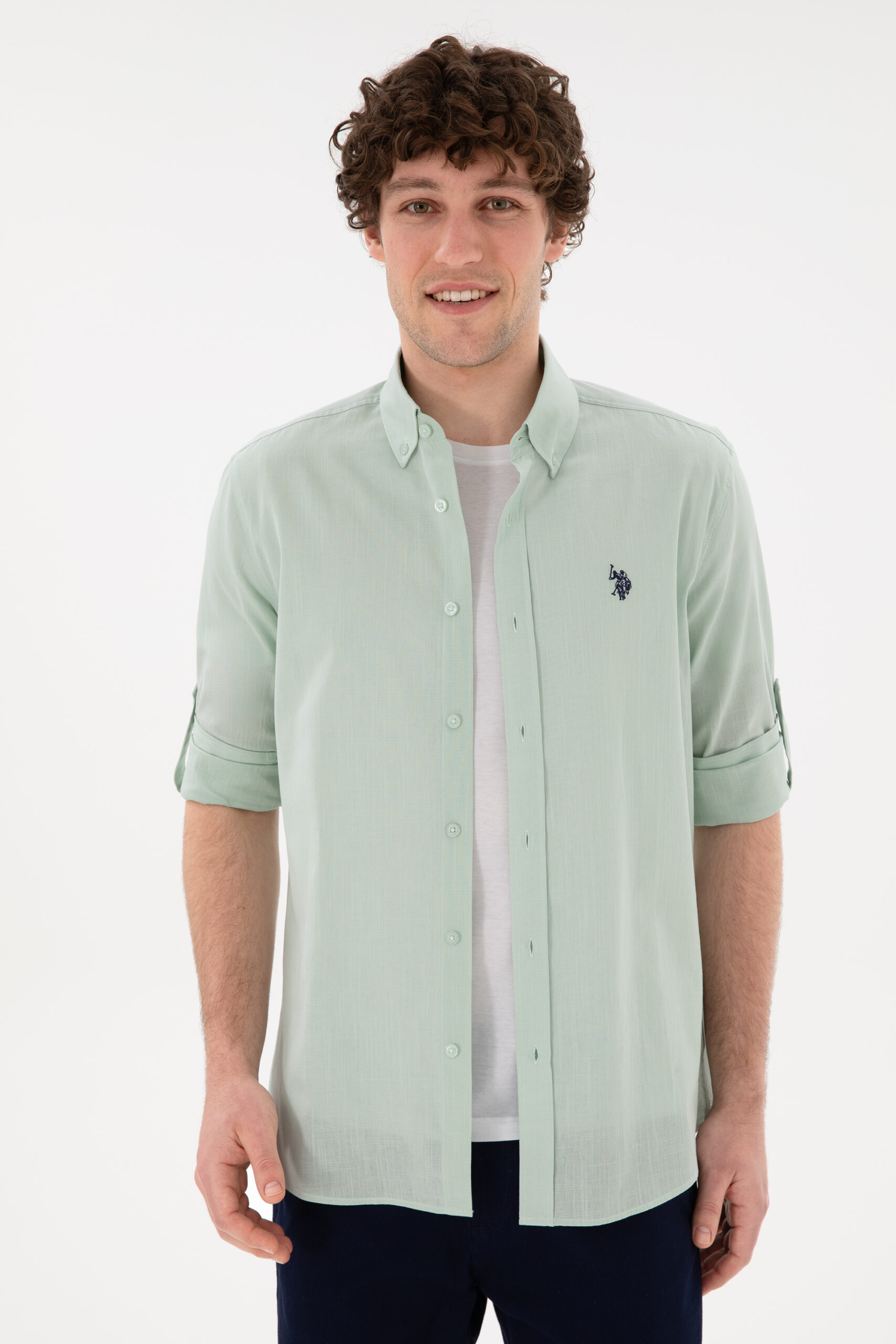 پیراهن  سبزآبی  رگولار  مردانه یو اس پولو | US POLO ASSN