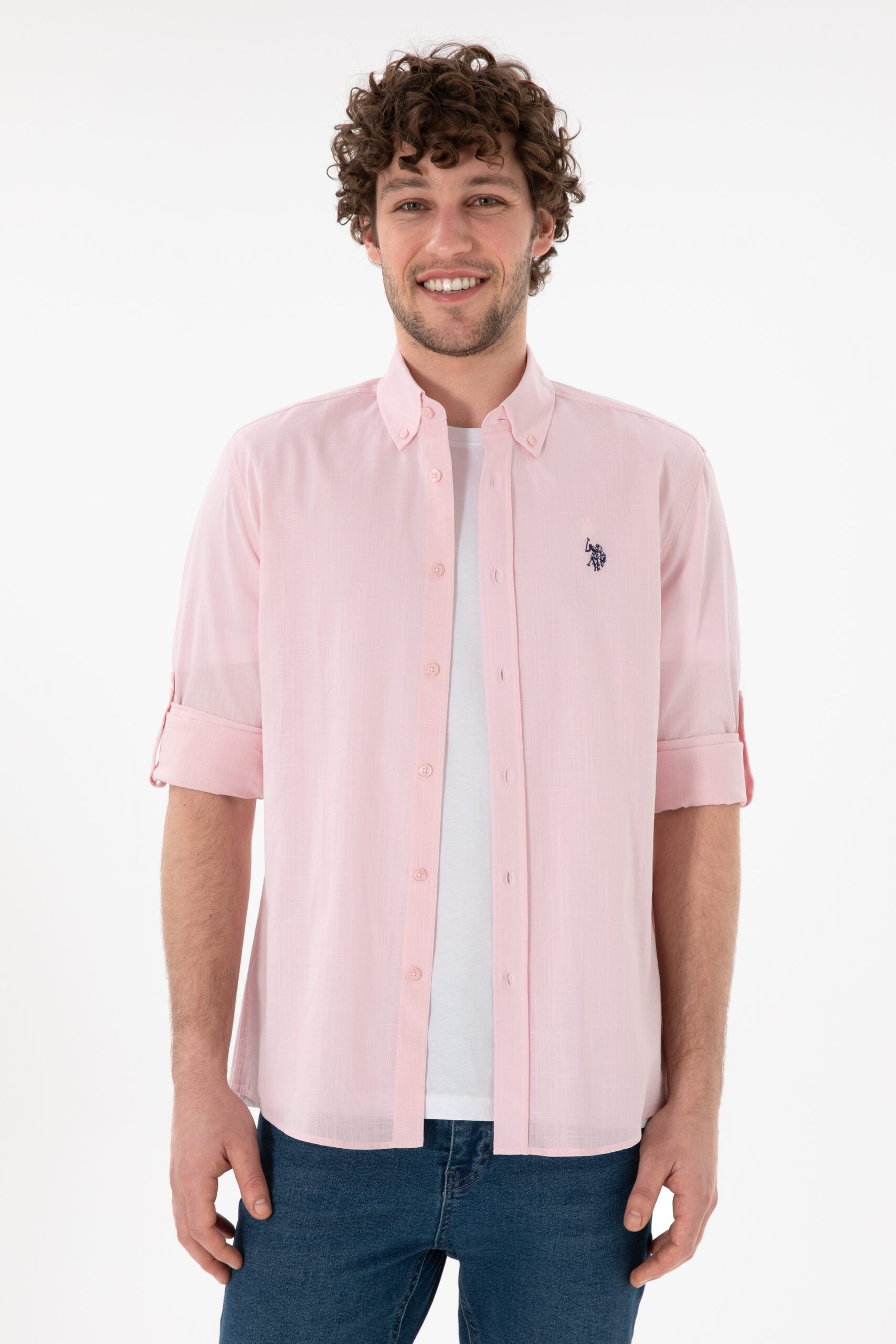 پیراهن  صورتی روشن  رگولار  مردانه یو اس پولو | US POLO ASSN