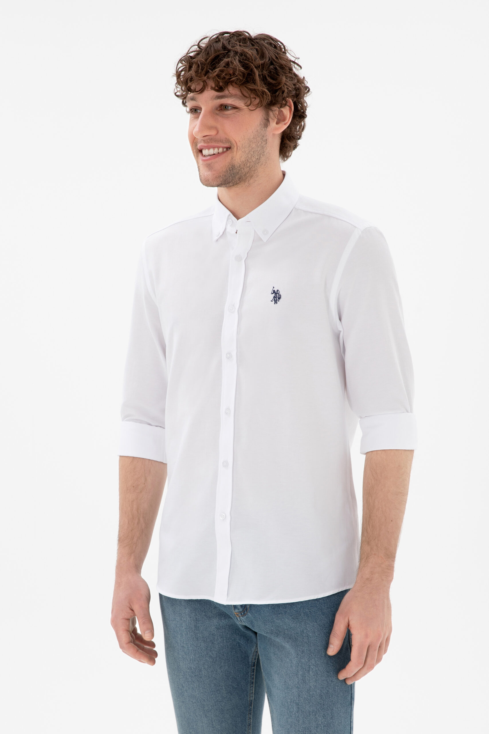 پیراهن  سفید  اندامی  مردانه یو اس پولو | US POLO ASSN