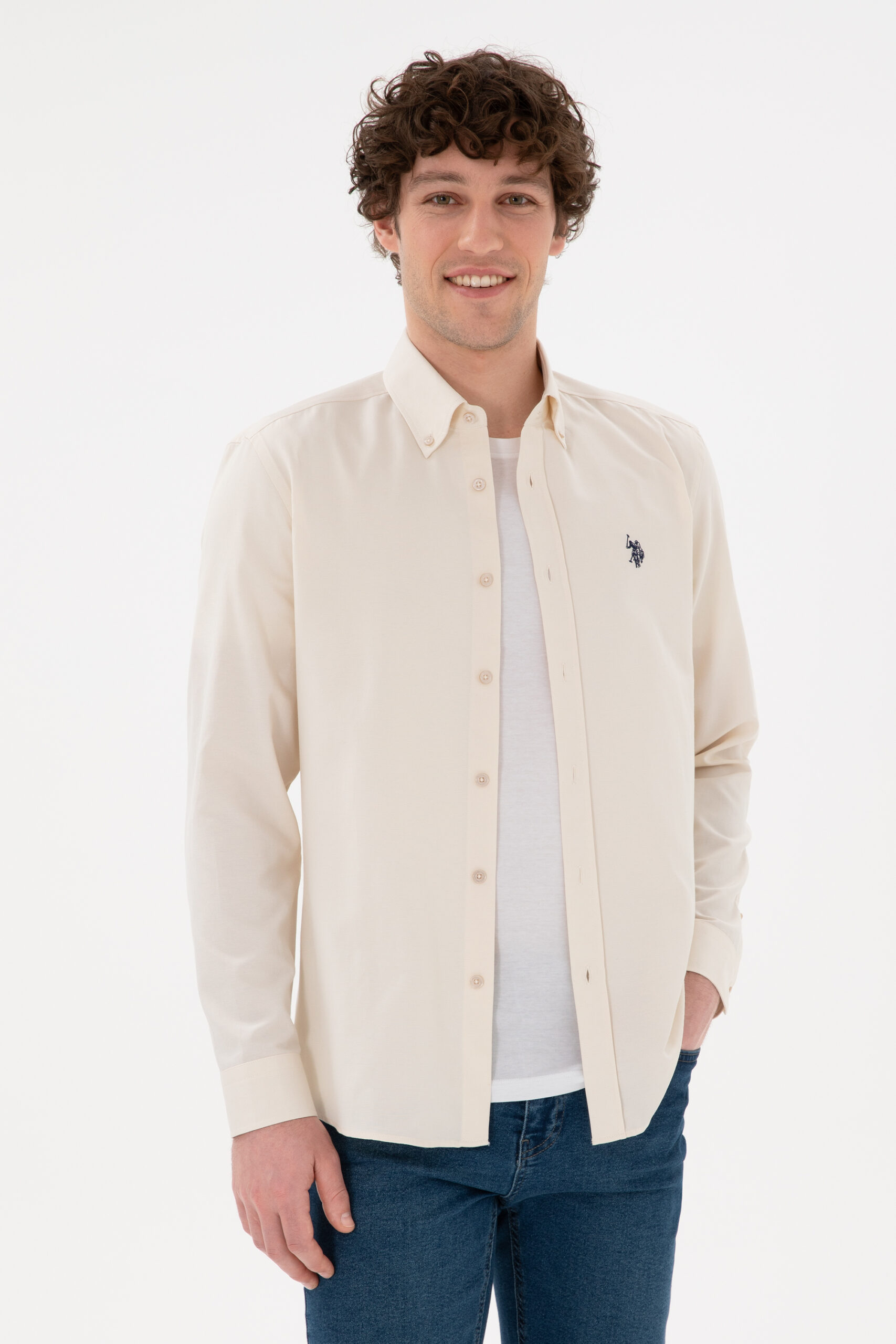 پیراهن  خاکستری  اندامی  مردانه یو اس پولو | US POLO ASSN