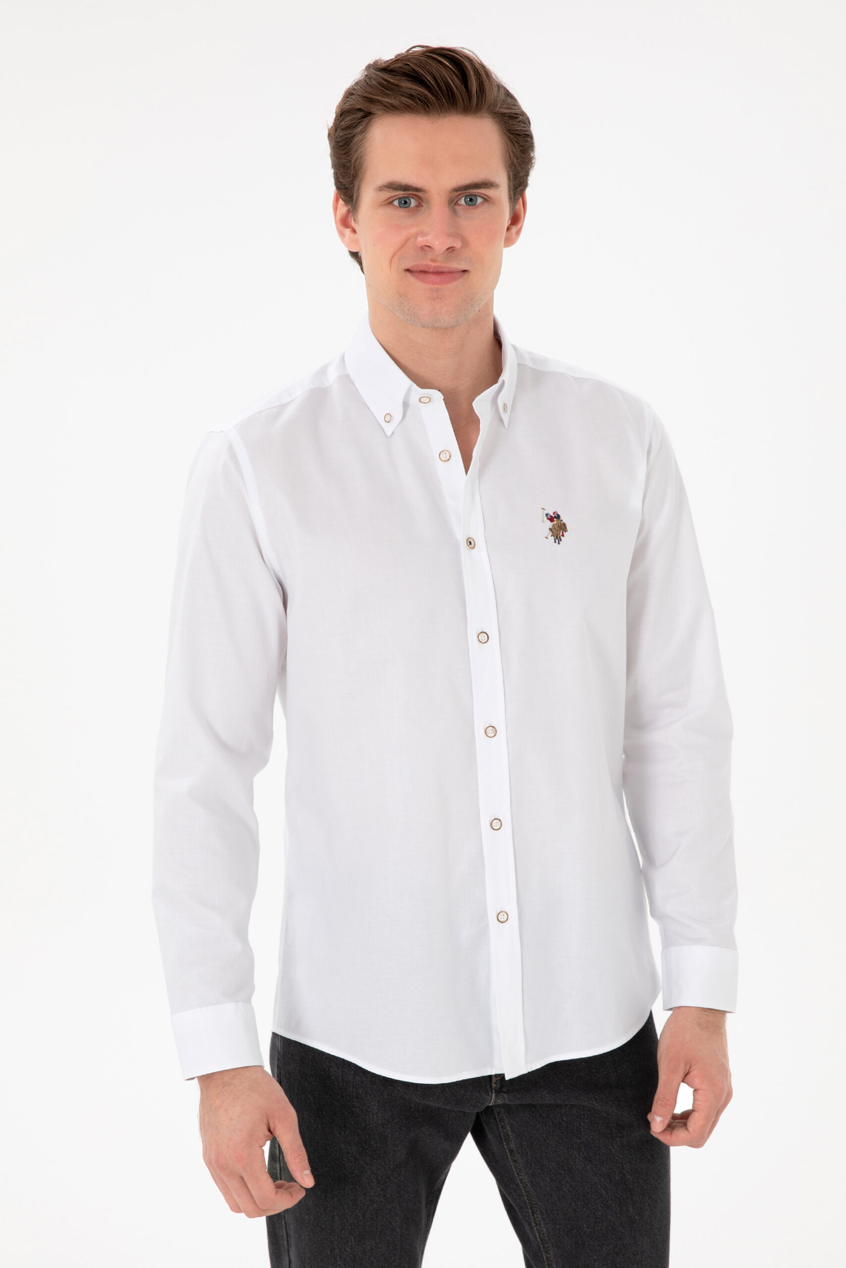 پیراهن  سفید  رگولار  مردانه یو اس پولو | US POLO ASSN