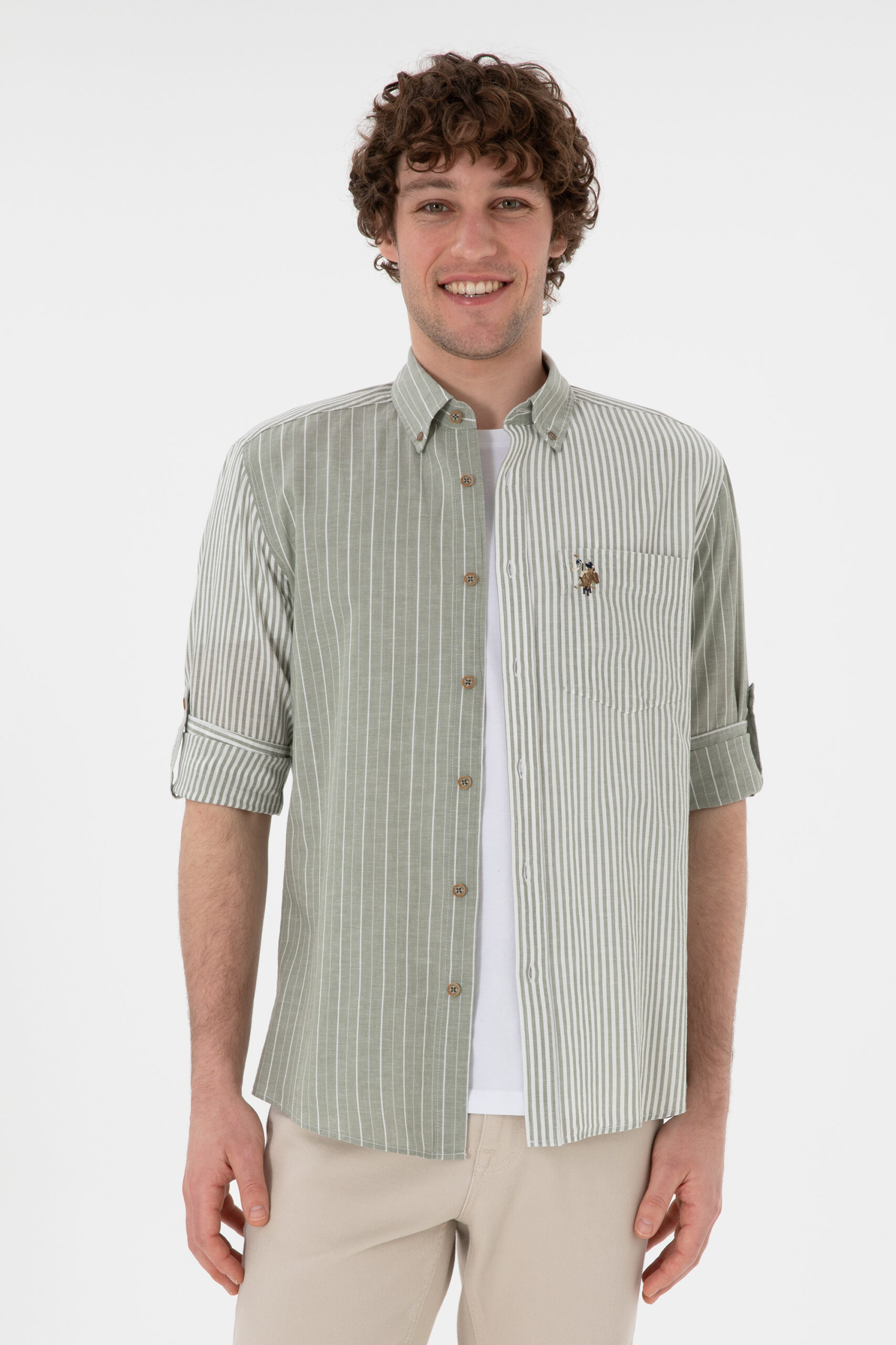 پیراهن  خاکی تیره  رگولار  مردانه یو اس پولو | US POLO ASSN