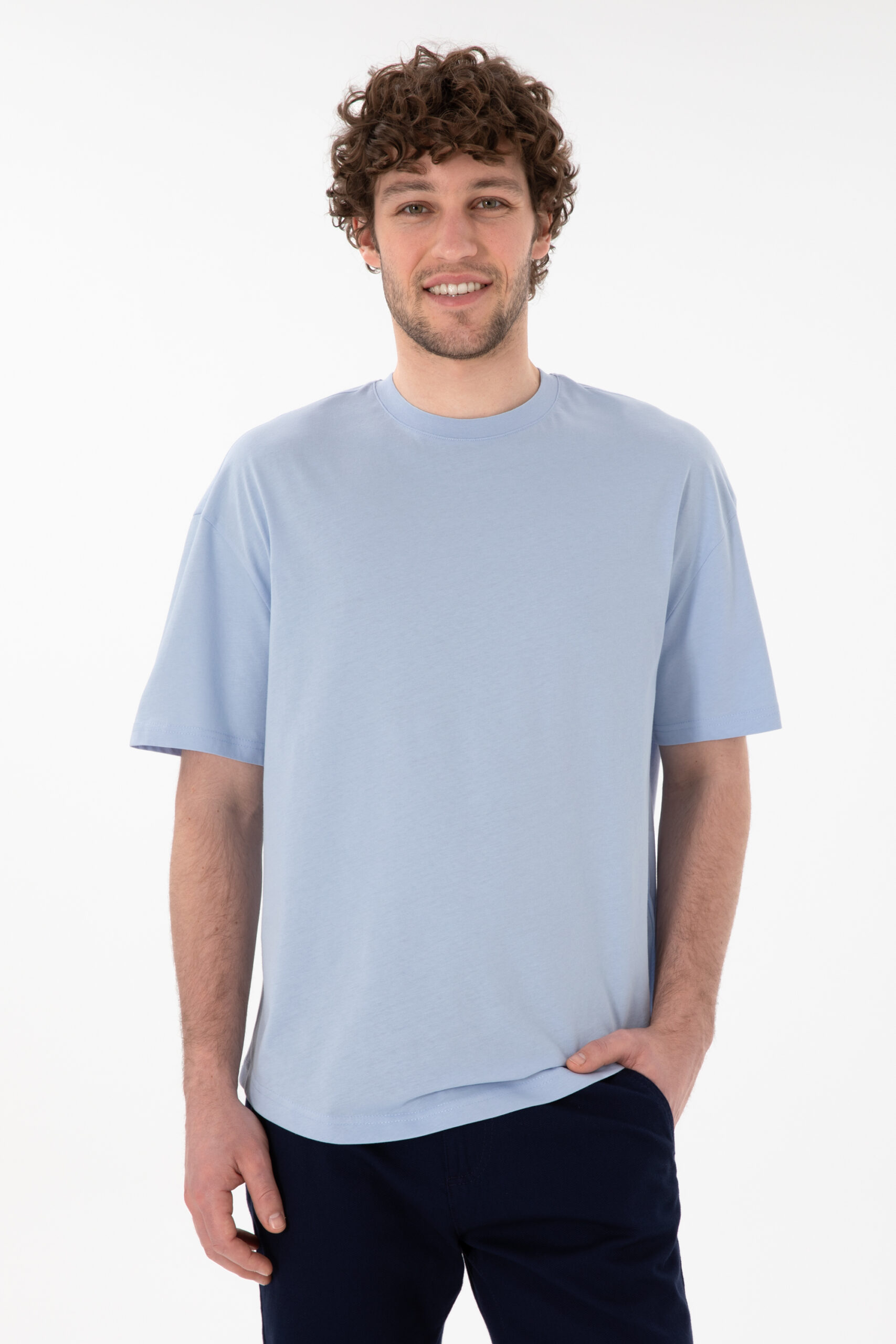 تی شرت  سورمه ای روشن  LONG FIT  مردانه یو اس پولو | US POLO ASSN