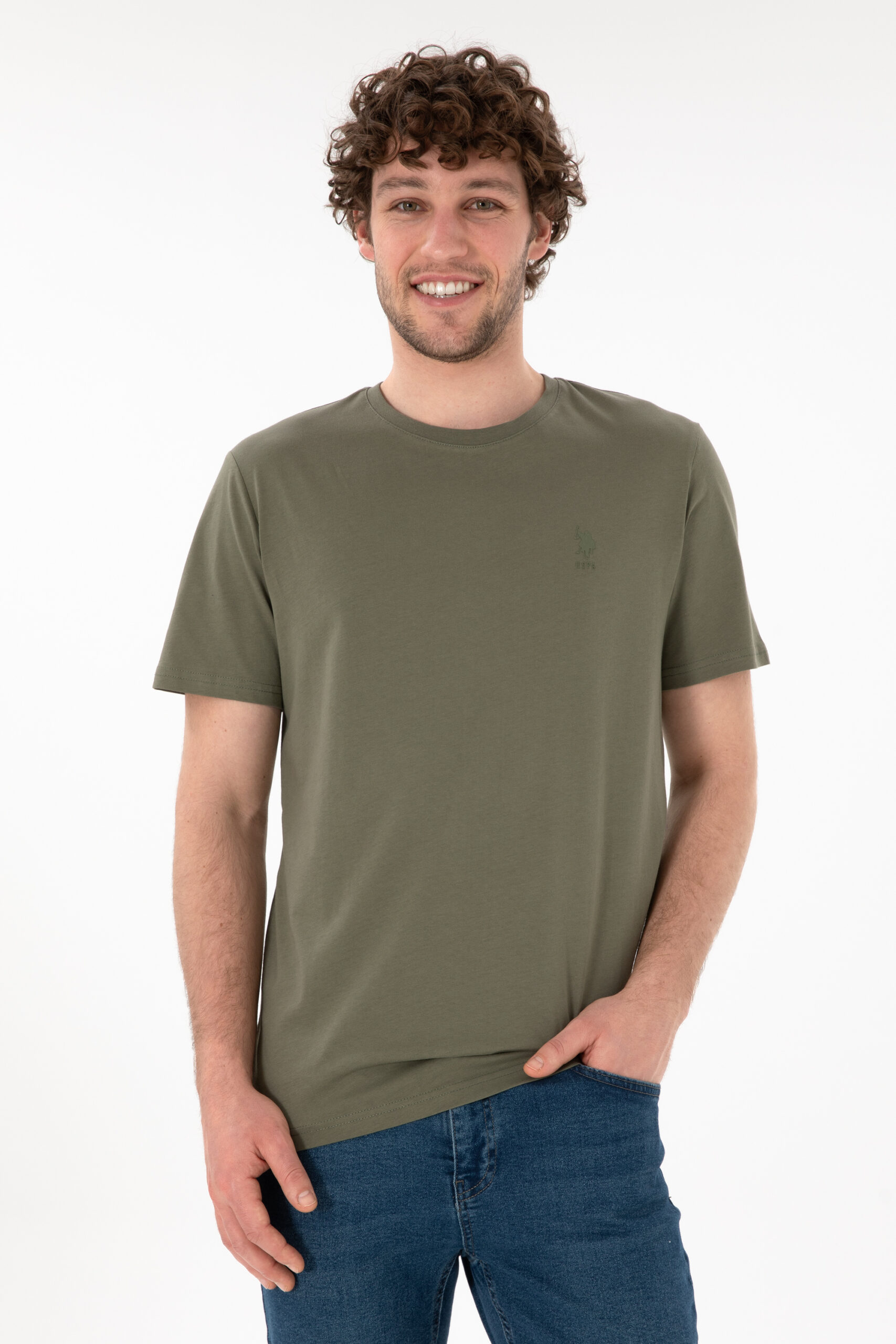 تی شرت  خاکی تیره  رگولار  مردانه یو اس پولو | US POLO ASSN