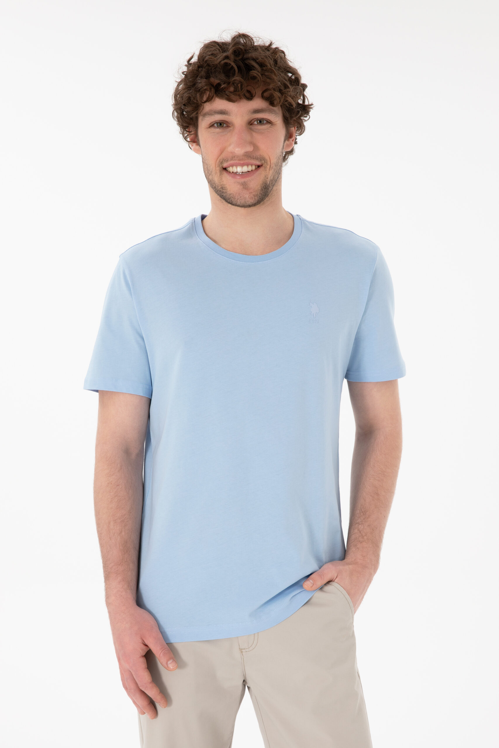 تی شرت  سورمه ای روشن  رگولار  مردانه یو اس پولو | US POLO ASSN