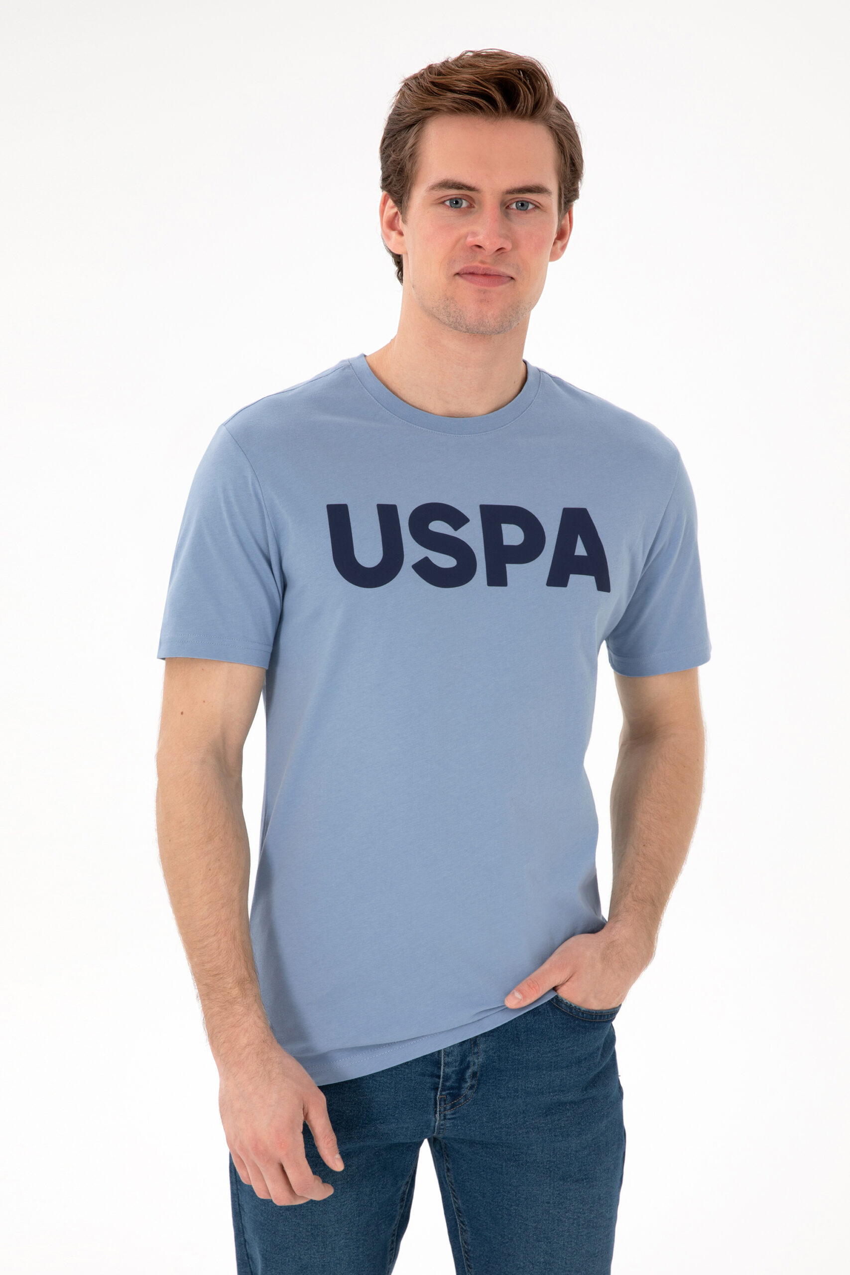 تی شرت یقه گرد آبی  رگولار آستین کوتاه مردانه یو اس پولو | US POLO ASSN