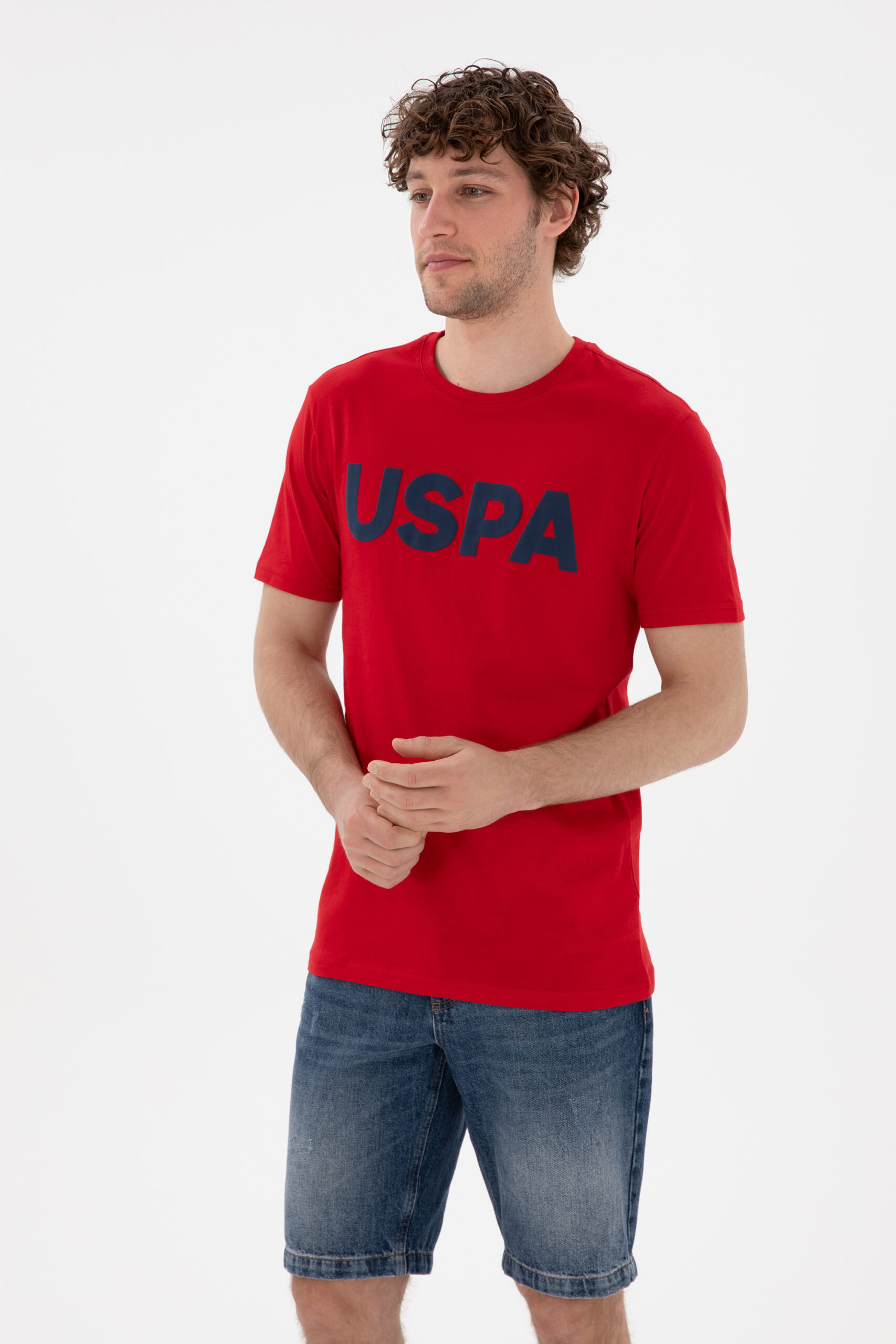تی شرت یقه گرد قرمز  رگولار آستین کوتاه مردانه یو اس پولو | US POLO ASSN