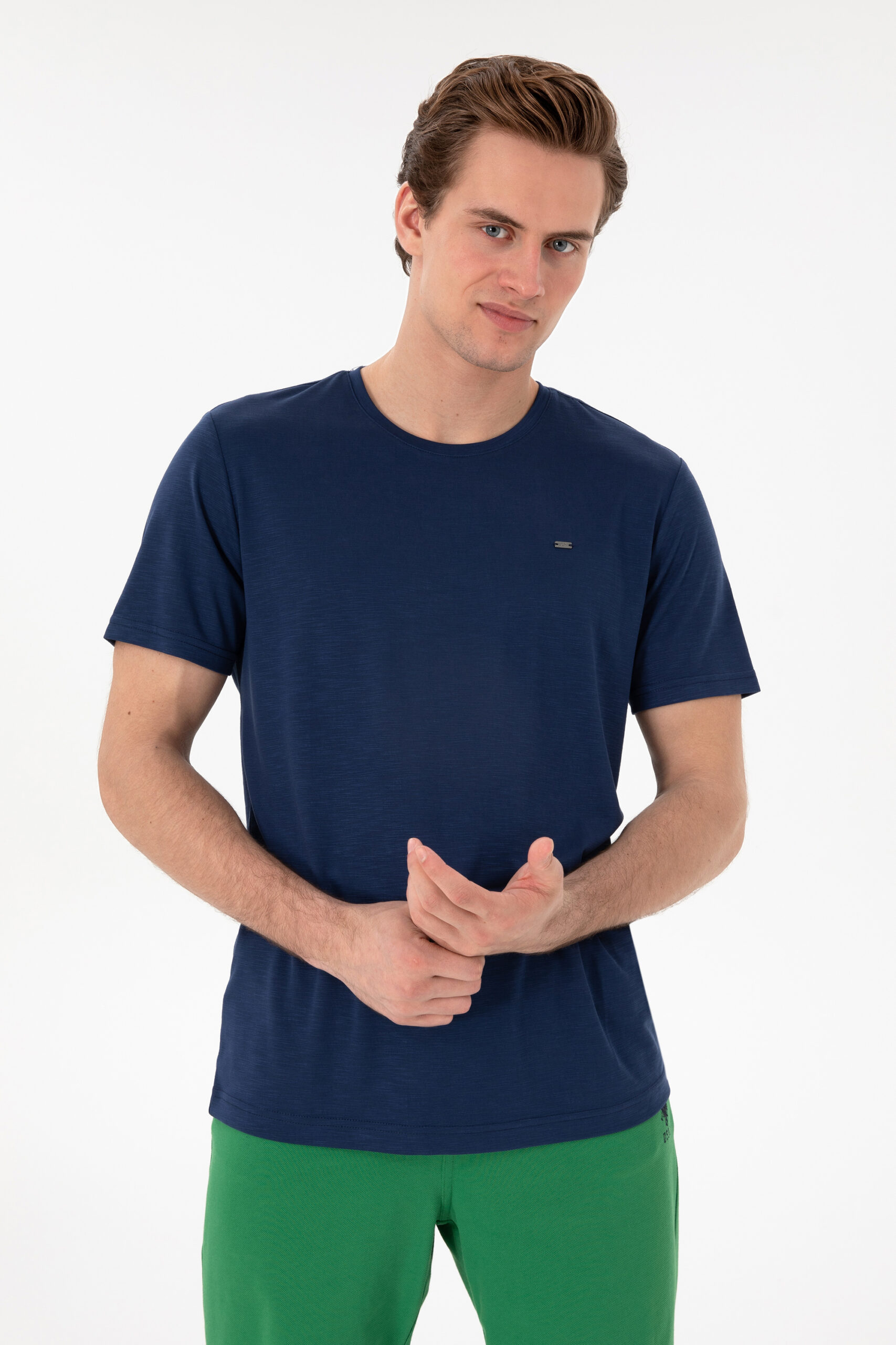 تی شرت یقه گرد لاجورد  رگولار آستین کوتاه مردانه یو اس پولو | US POLO ASSN