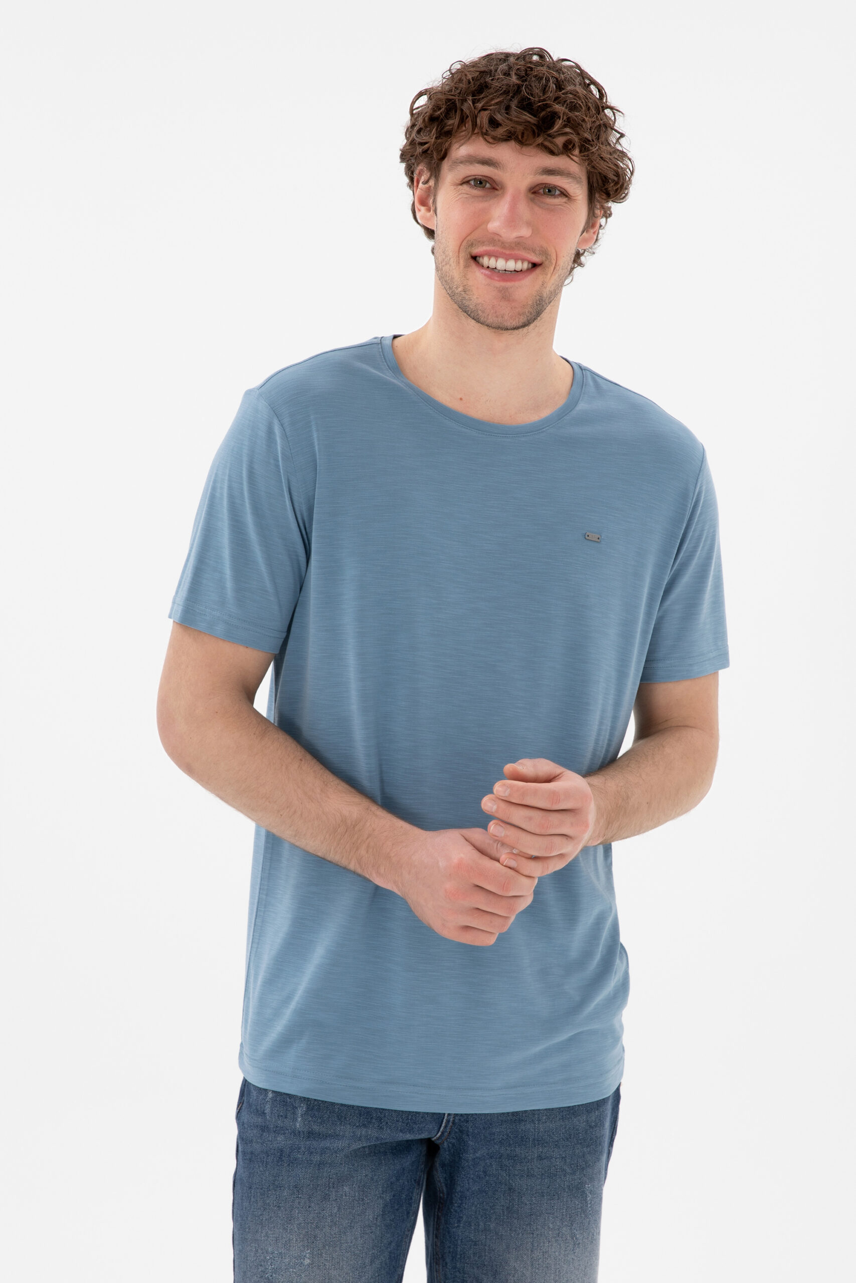 تی شرت یقه گرد آبی  رگولار آستین کوتاه مردانه یو اس پولو | US POLO ASSN
