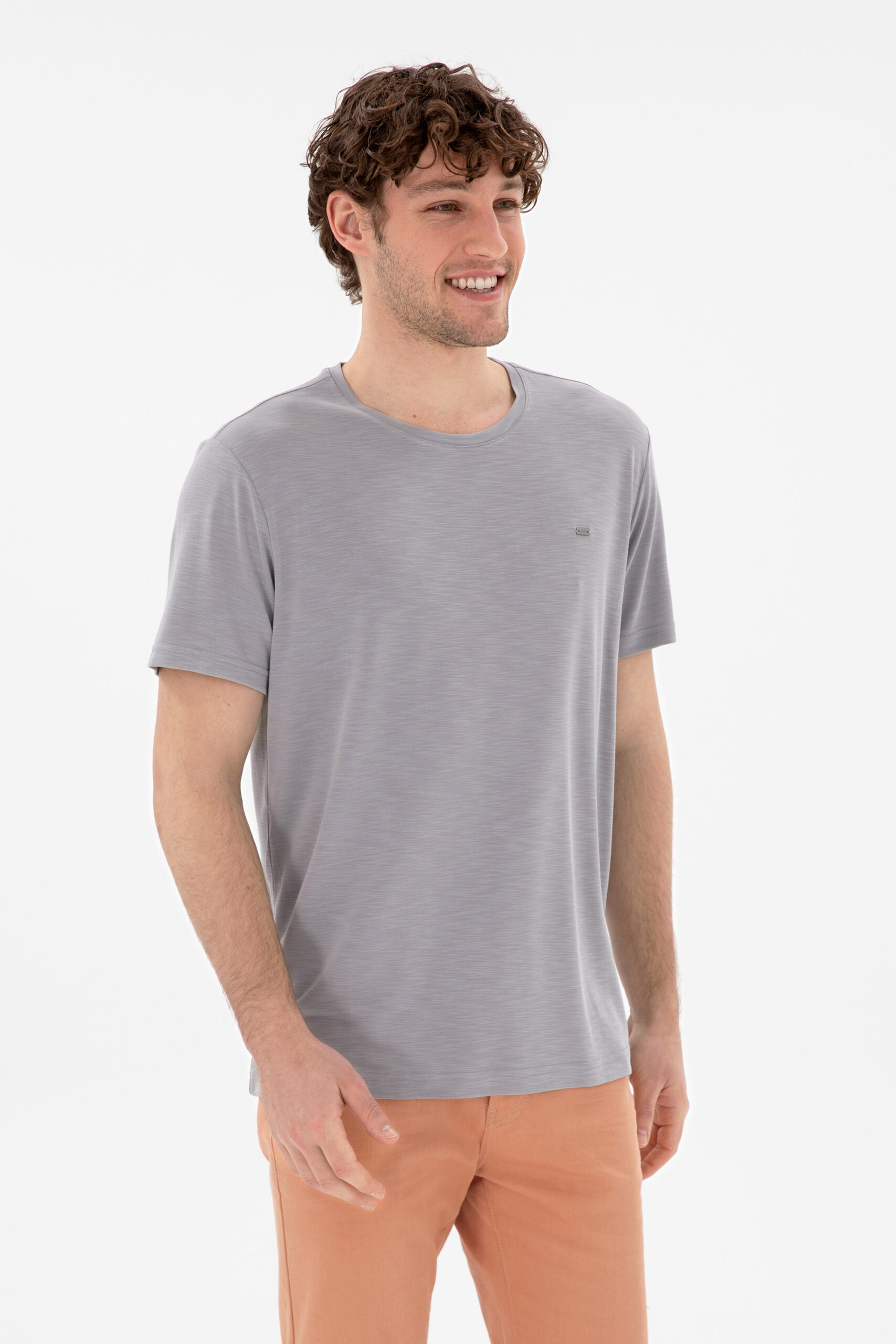 تی شرت یقه گرد خاکستری تیره  رگولار آستین کوتاه مردانه یو اس پولو | US POLO ASSN