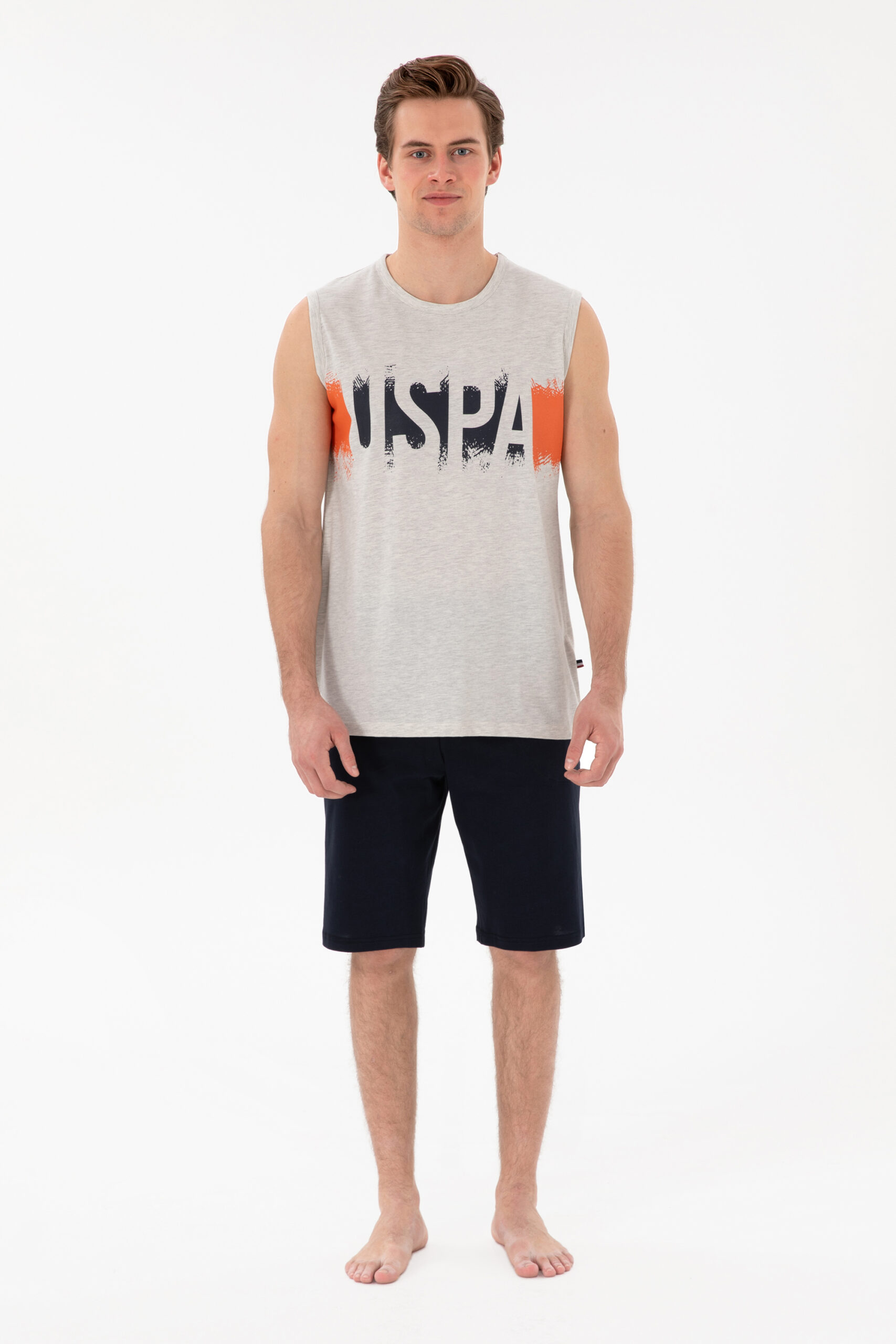 ست پیژامه  بژ ملانژ  استاندارد فیت  مردانه یو اس پولو | US POLO ASSN