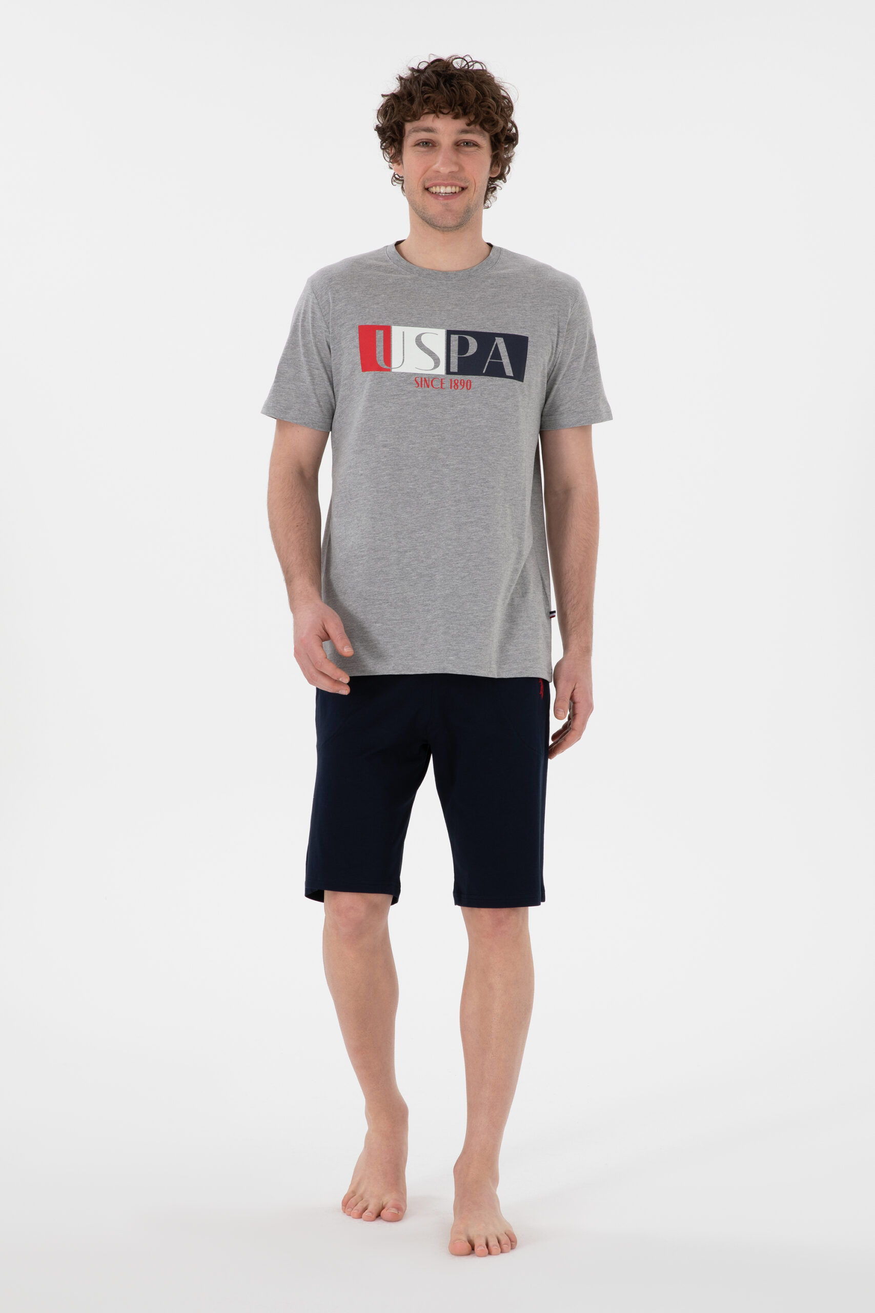 ست پیژامه  خاکستری ملانژ  استاندارد فیت  مردانه یو اس پولو | US POLO ASSN