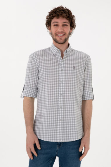 پیراهن  خاکستری  اندامی  مردانه یو اس پولو | US POLO ASSN