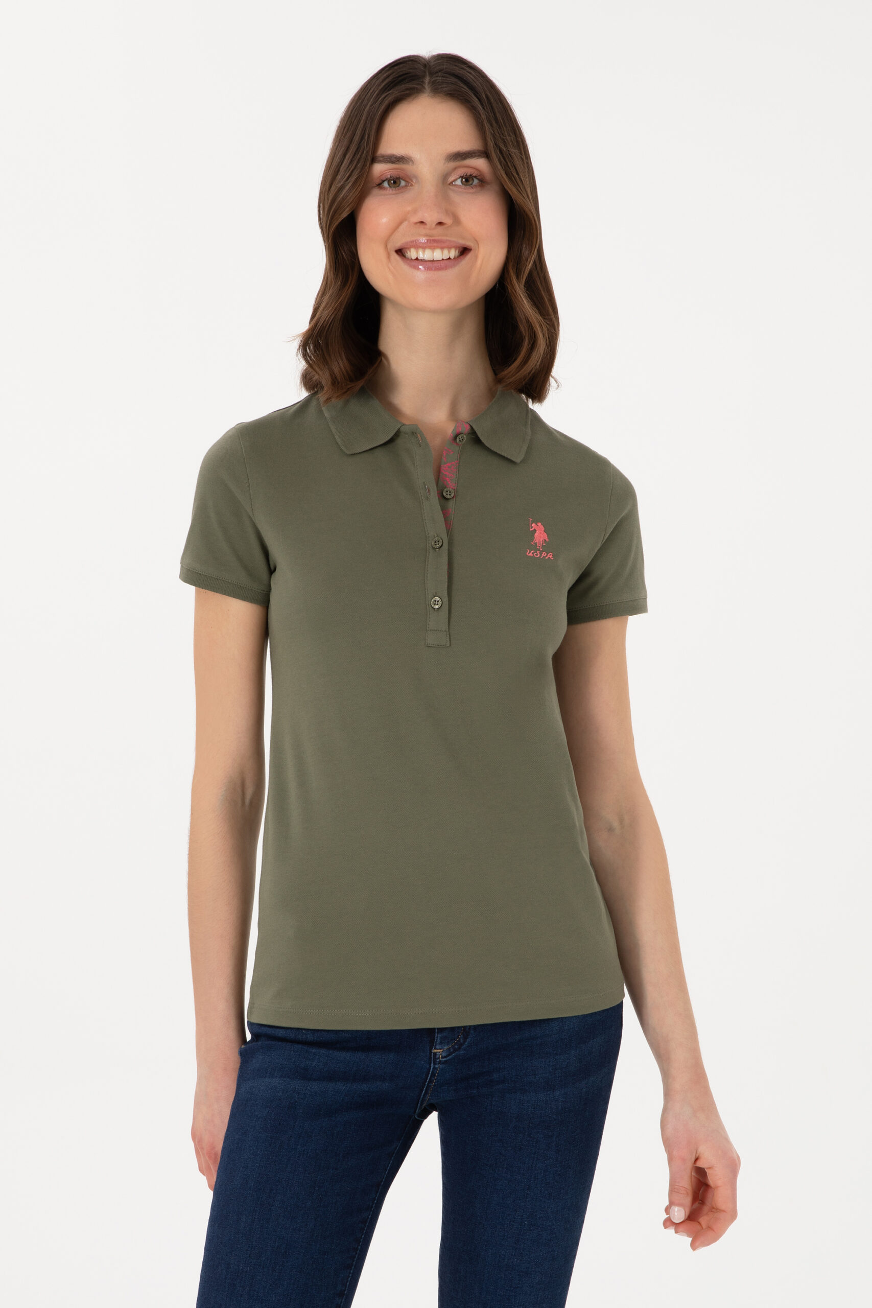 تی شرت  خاکی تیره  اندامی  زنانه یو اس پولو | US POLO ASSN