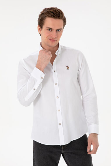 پیراهن  سفید  اندامی  مردانه یو اس پولو | US POLO ASSN