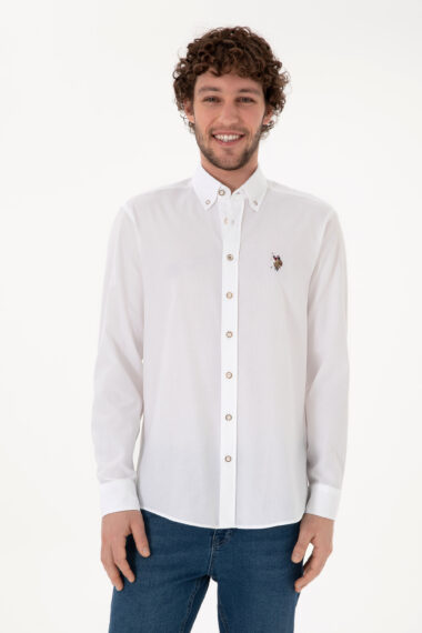 پیراهن  سفید  اندامی  مردانه یو اس پولو | US POLO ASSN