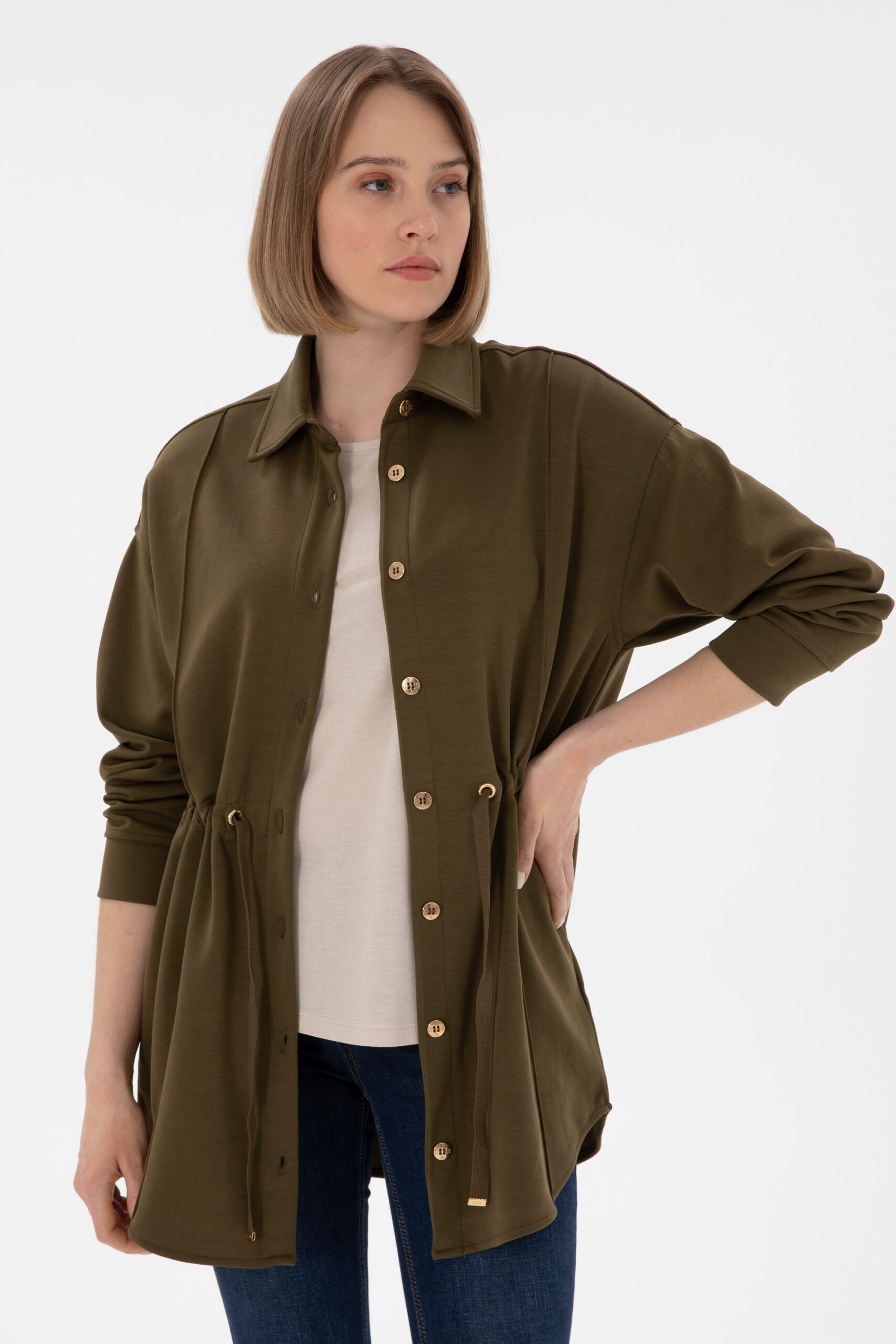 پیراهن  خاکی  رگولار  زنانه یو اس پولو | US POLO ASSN