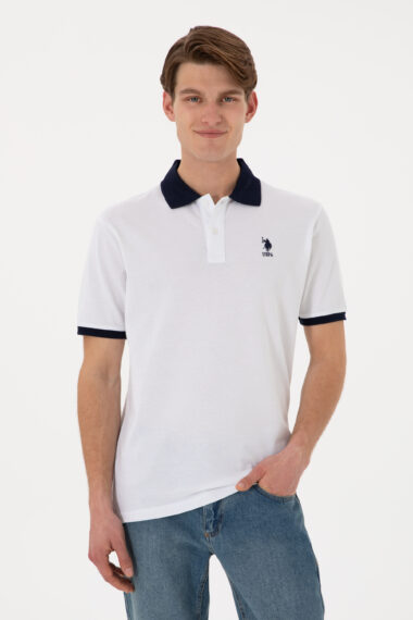 تی شرت یقه پولو سفید  رگولار  مردانه یو اس پولو | US POLO ASSN