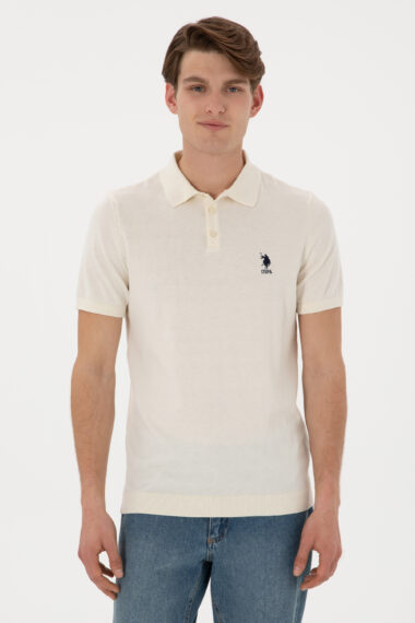 تی شرت یقه پولو سفید  رگولار  مردانه یو اس پولو | US POLO ASSN