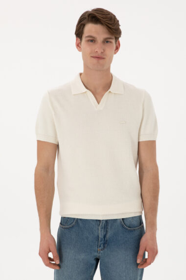 تی شرت یقه پولو سفید  رگولار  مردانه یو اس پولو | US POLO ASSN