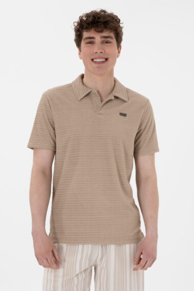 تی شرت یقه پولو بژ  رگولار  مردانه یو اس پولو | US POLO ASSN