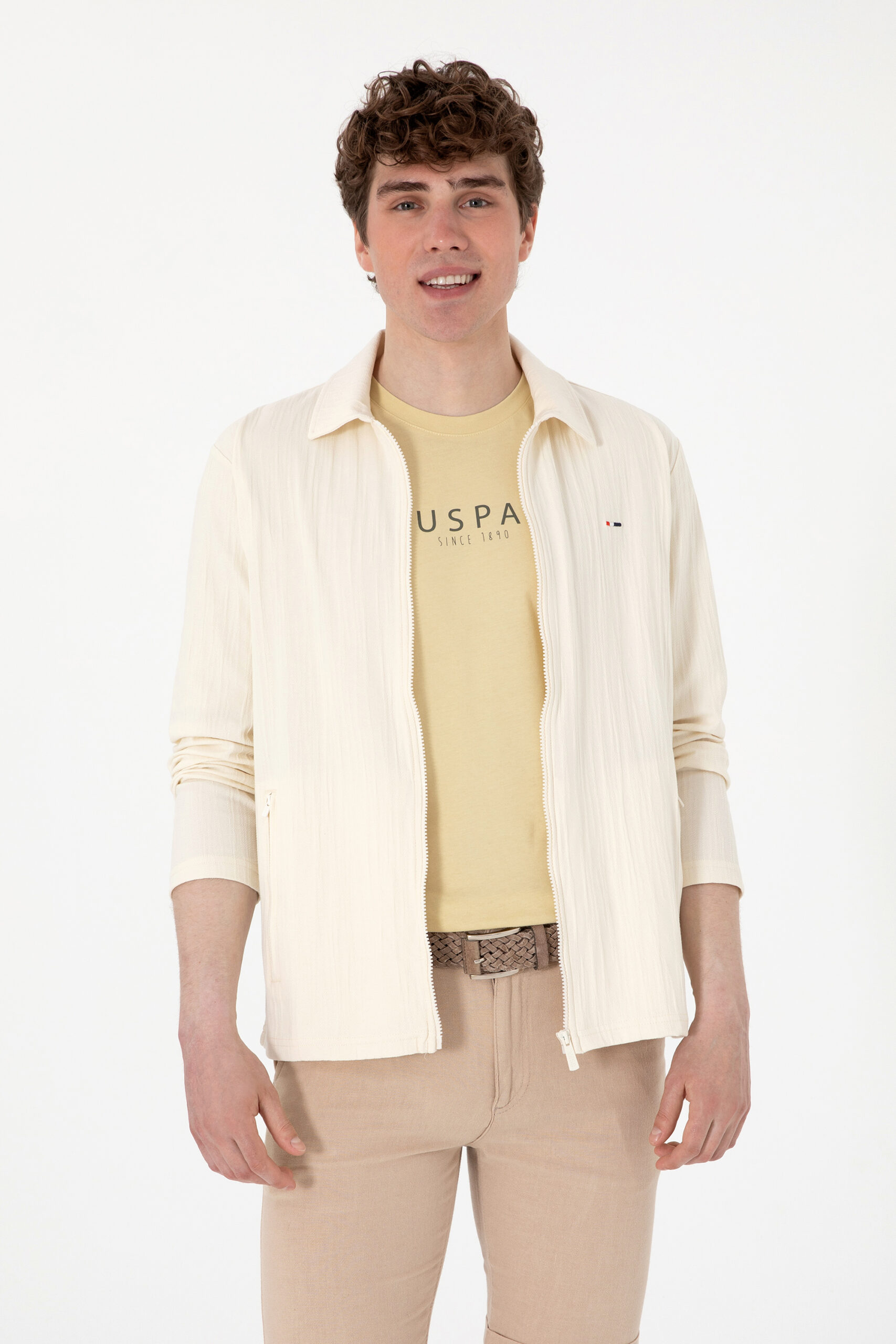 ژاکت  سفید  رگولار  مردانه یو اس پولو | US POLO ASSN