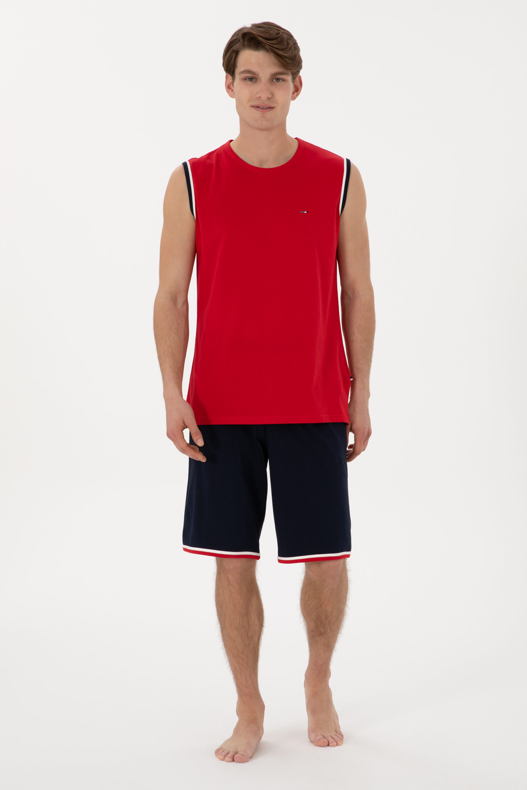 ست پیژامه یقه گرد قرمز  استاندارد فیت  مردانه یو اس پولو | US POLO ASSN