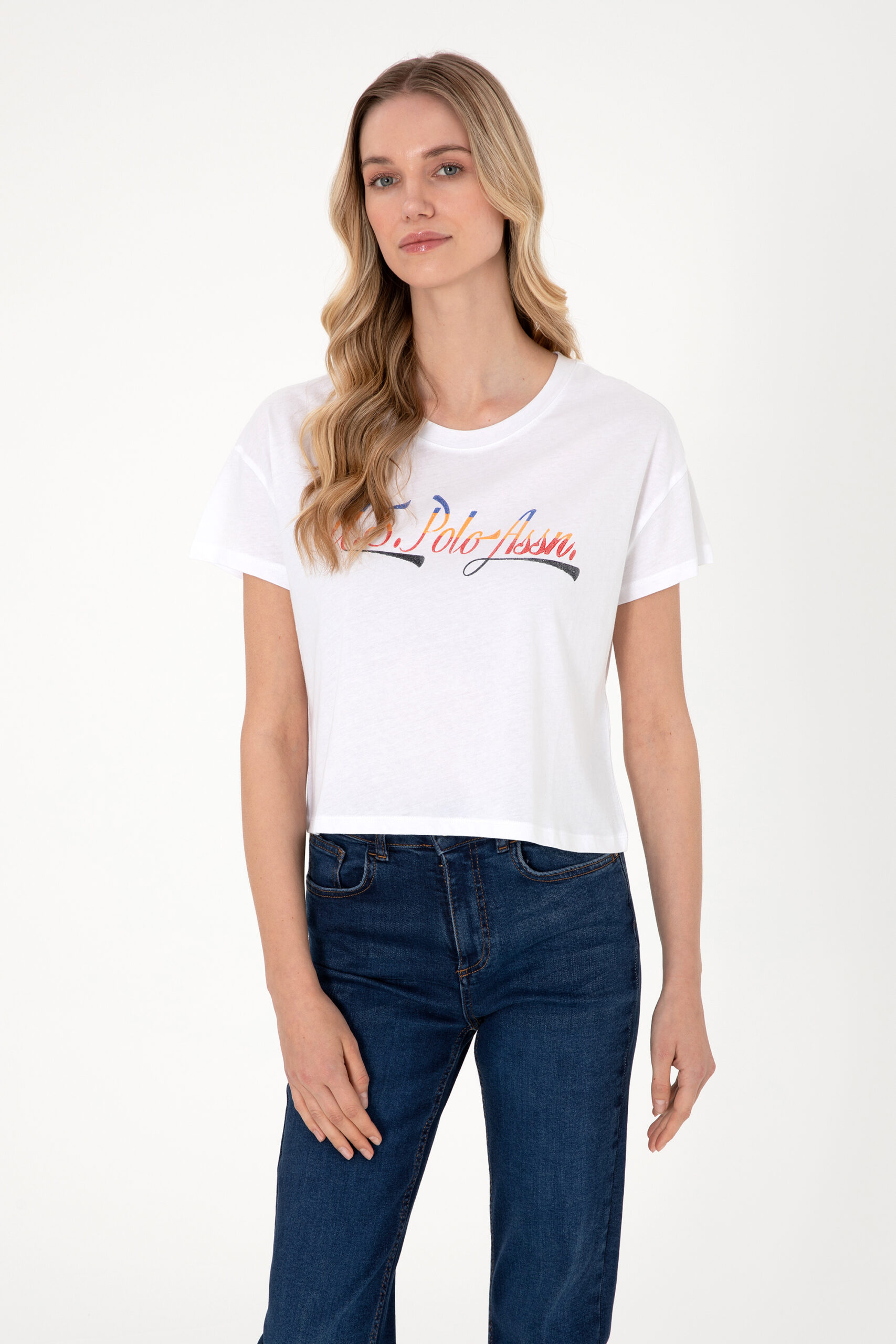 تی شرت  سفید  Crop Top  زنانه یو اس پولو | US POLO ASSN