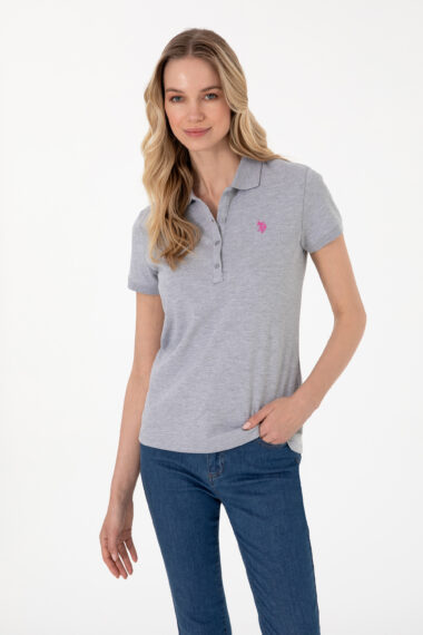 تی شرت  خاکستری ملانژ  اندامی  زنانه یو اس پولو | US POLO ASSN