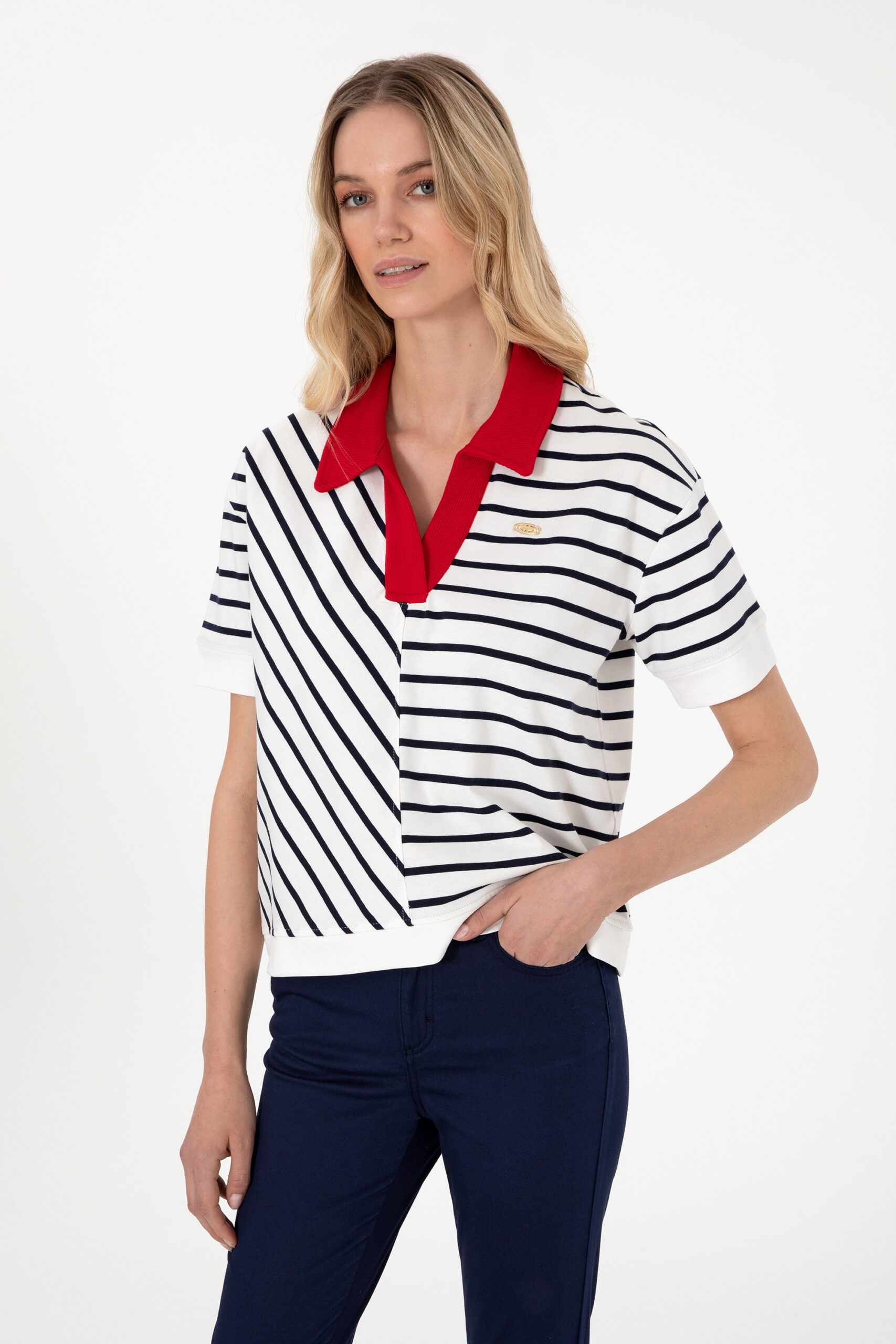 تی شرت یقه پولو لاجورد  رگولار  زنانه یو اس پولو | US POLO ASSN