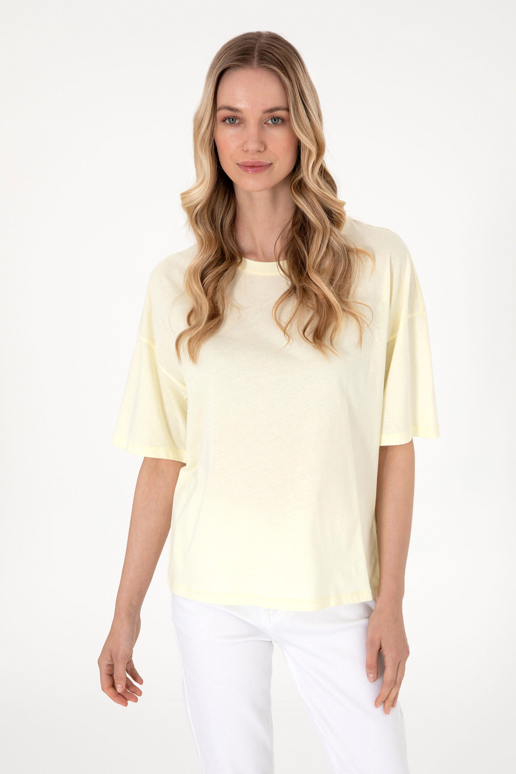 تی شرت اورسایز  لیمویی  Oversize  زنانه یو اس پولو | US POLO ASSN